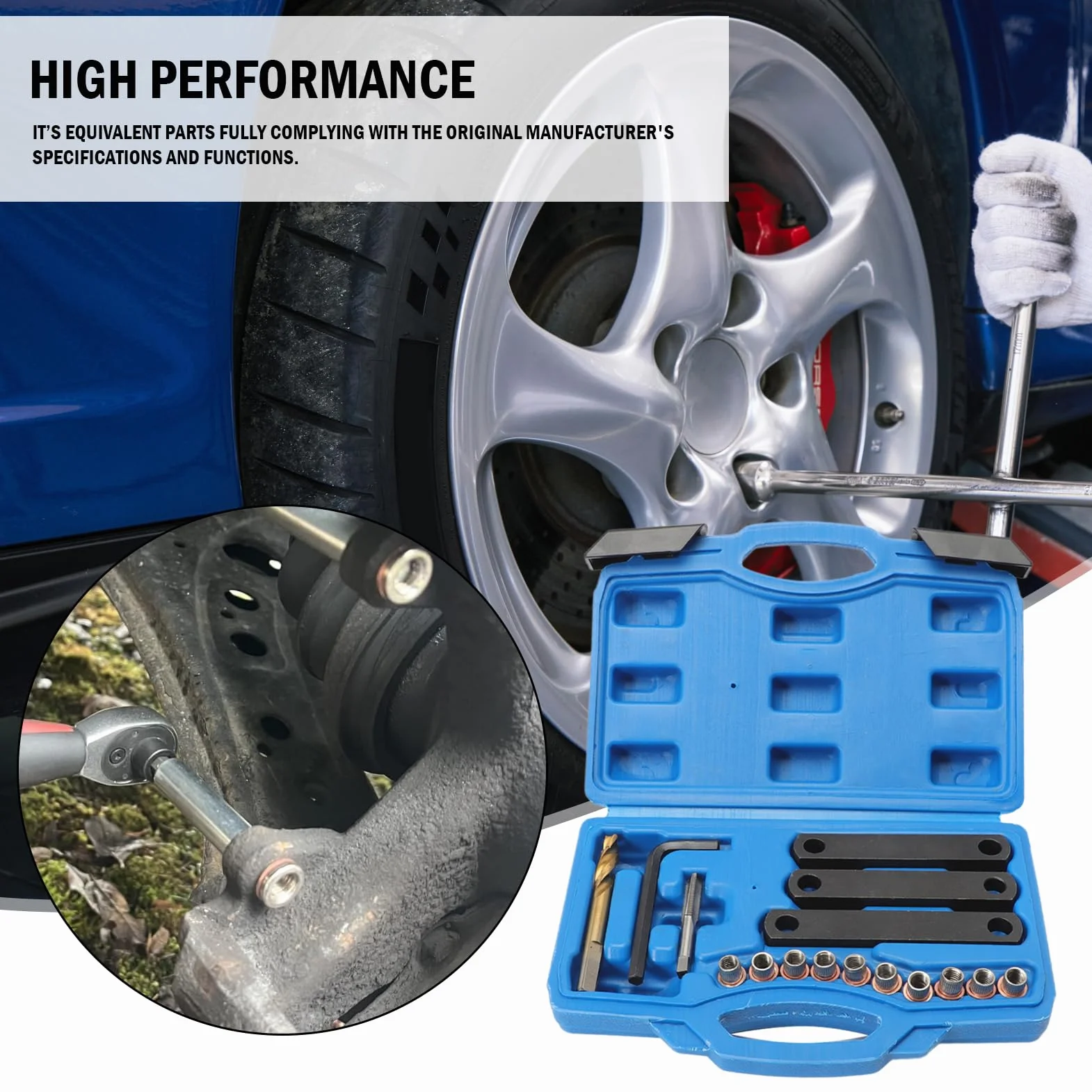 Kit di Riparazione Filettatura Freno M9 x1,25 16 Pezzi Compatibili con VW Opel Ford