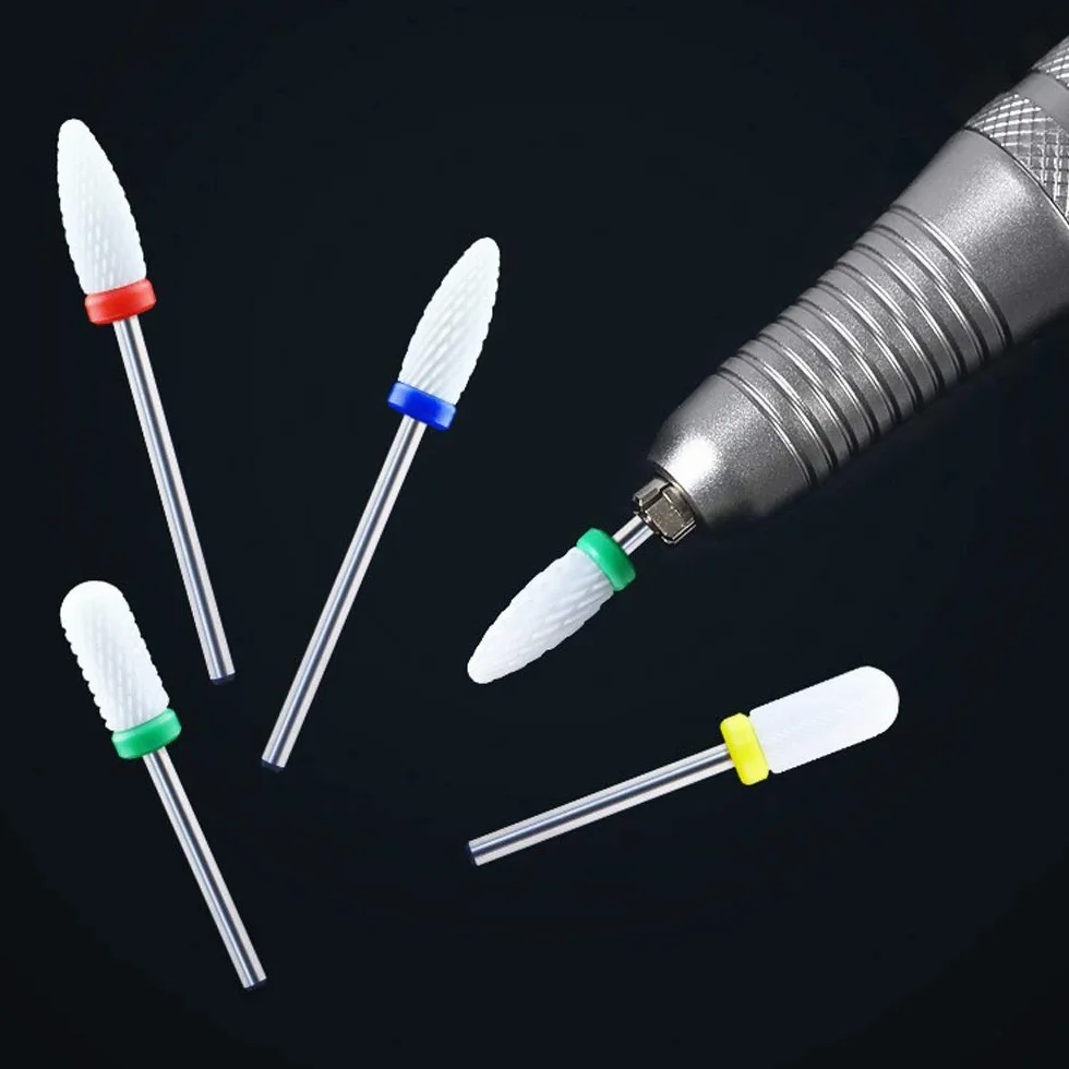 Kit Punta da Trapano Manicure Unghie 14 Pezzi Ceramica Acciaio al Tungsteno Lima