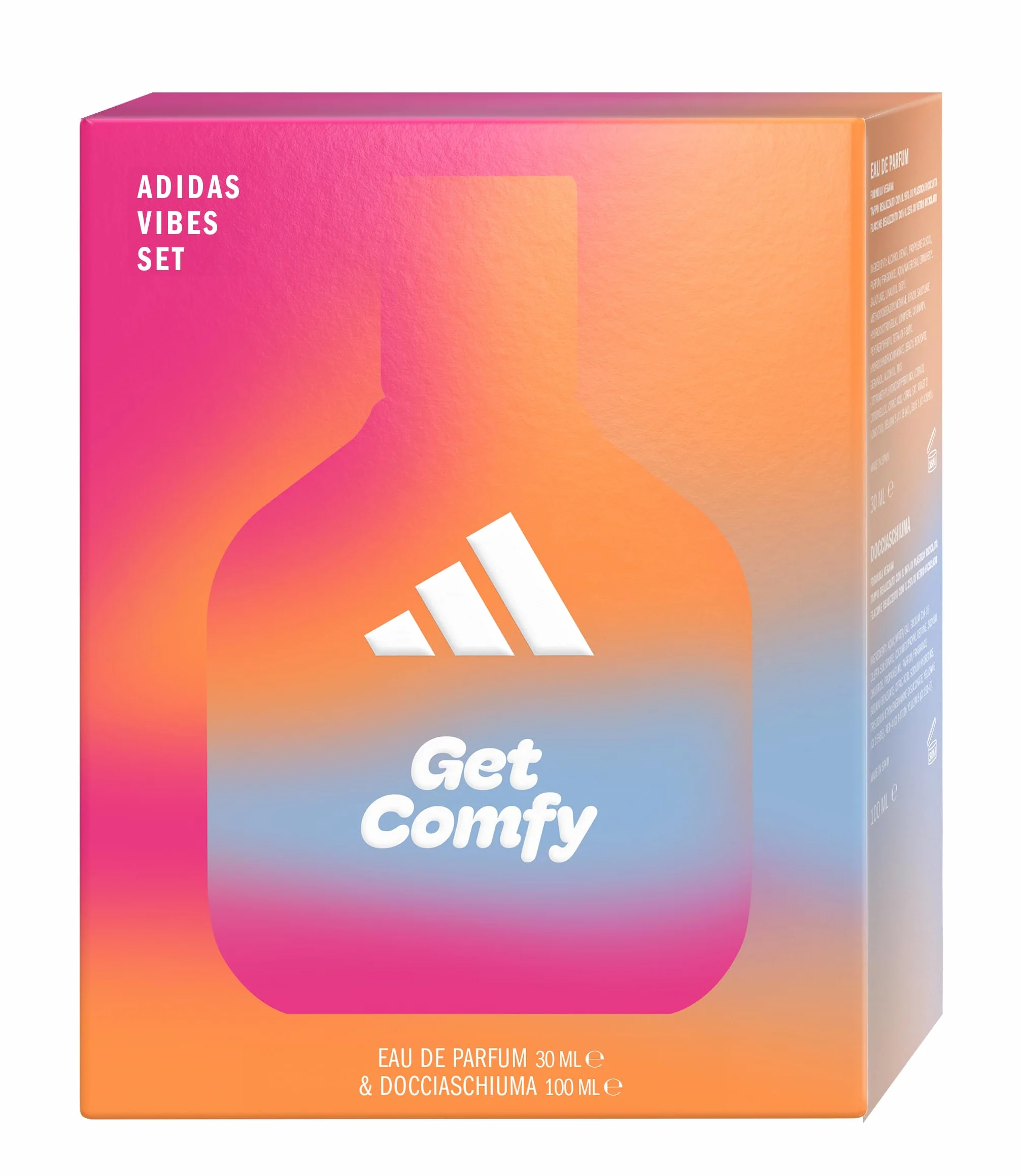 Adidas, Confezione Regalo Donna Vibes Get Comfy Eau de Parfum 30 ml + Gel Doccia 100 ml