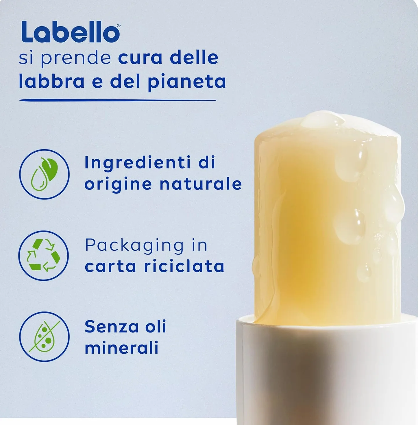 Labello Sun Protect Burrocacao Labbra SPF50 4.8 g Balsamo Labbra Filtri UVA/UVB Cera d'Api Oli Naturali Protezione Solare 50 Idratante