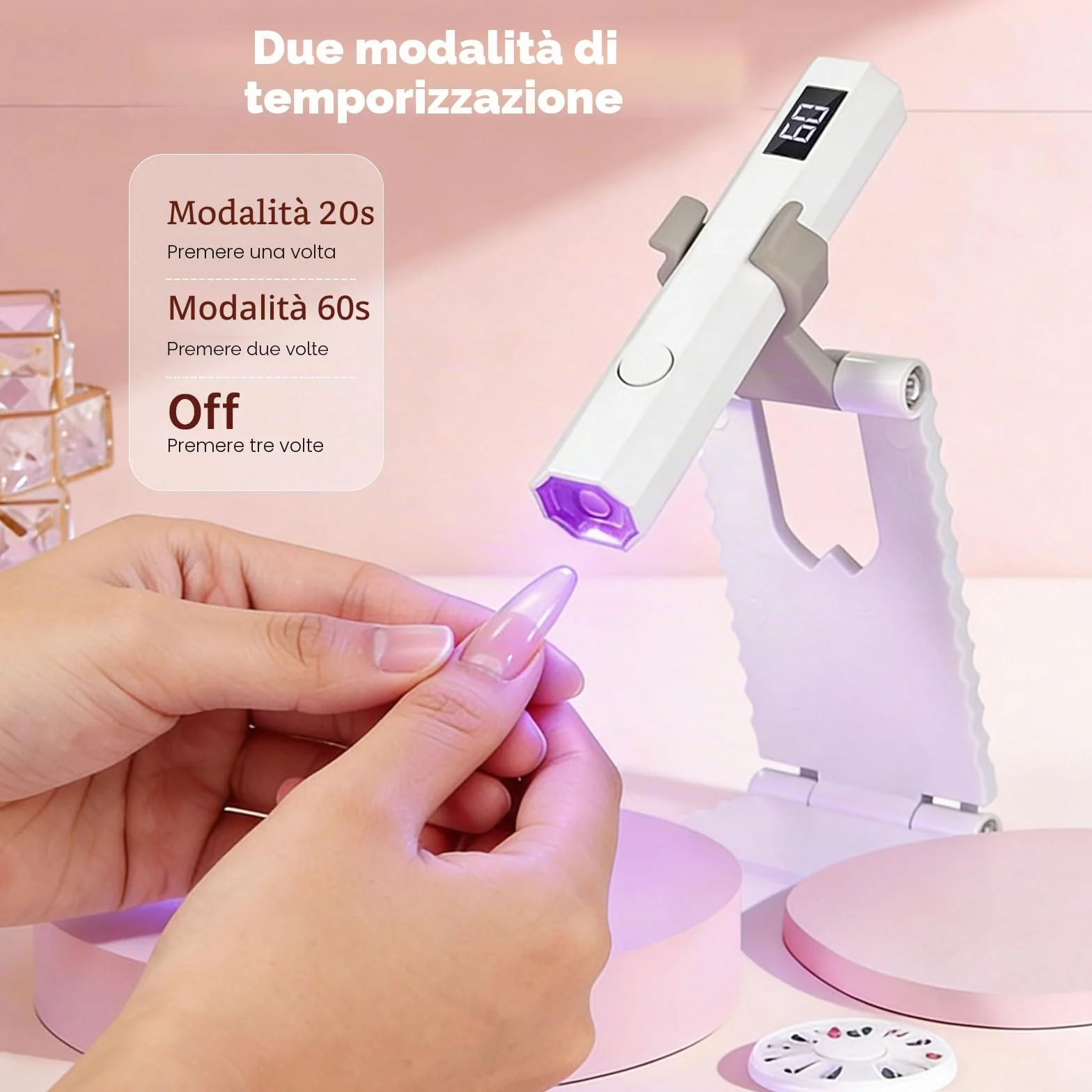 Mini Lampada UV LED Unghie 3W Portatile USB 20/60 Timer Asciuga Unghie Gel