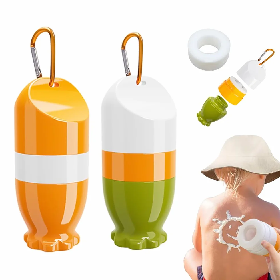 Applicatore Crema Solare, 2PCS Sunscreen Applicator, Applicatore Crema Solare Bambini, Applicatore Di CremaSolare Ricaricabile Roll On, Applicatore Solare Per Bambini E Adulti, 100ml