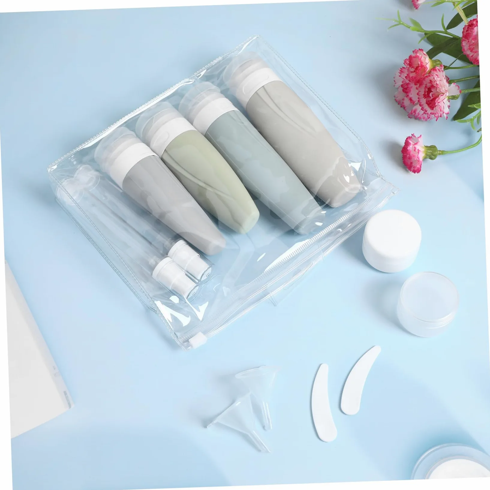 Didiseaon 4 Set Set bottiglia in silicone Set di bottiglie riutilizzabili dimensione del viaggio condizionatore bottiglia da viaggio bottiglie da viaggio in silicone Gel di silice