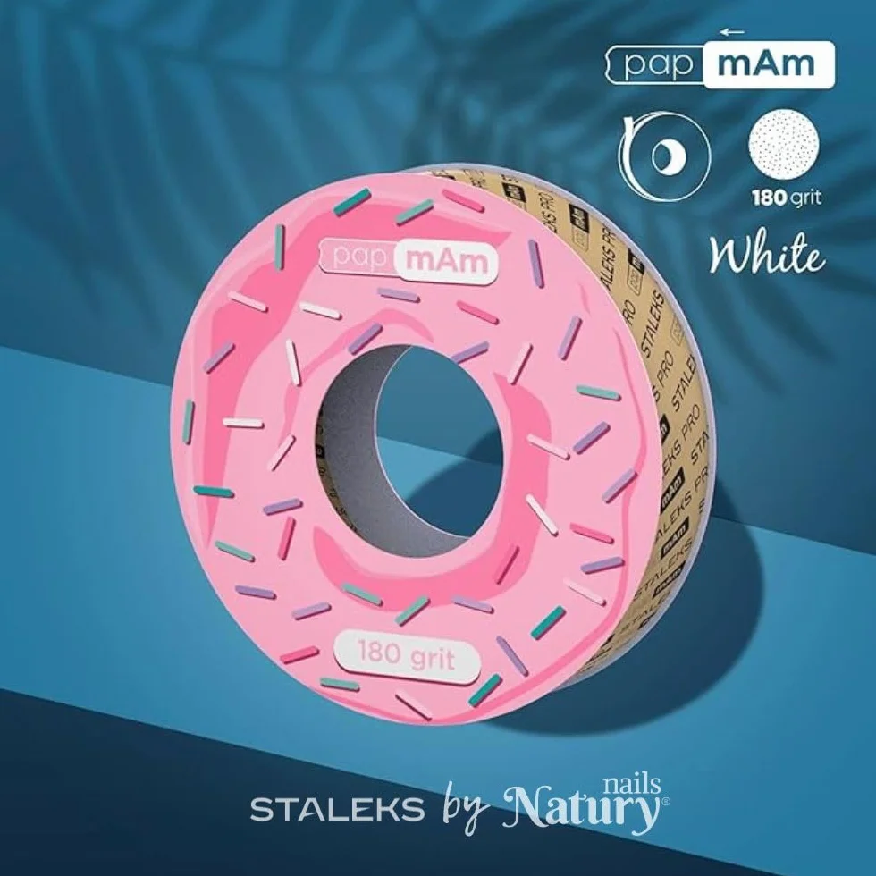 STALEKS PRO Bobbinail Papmam Expert Ricambio Lima per unghie monouso, bianca, per distributore di lime a ciambella. 7 m (Grana 180)