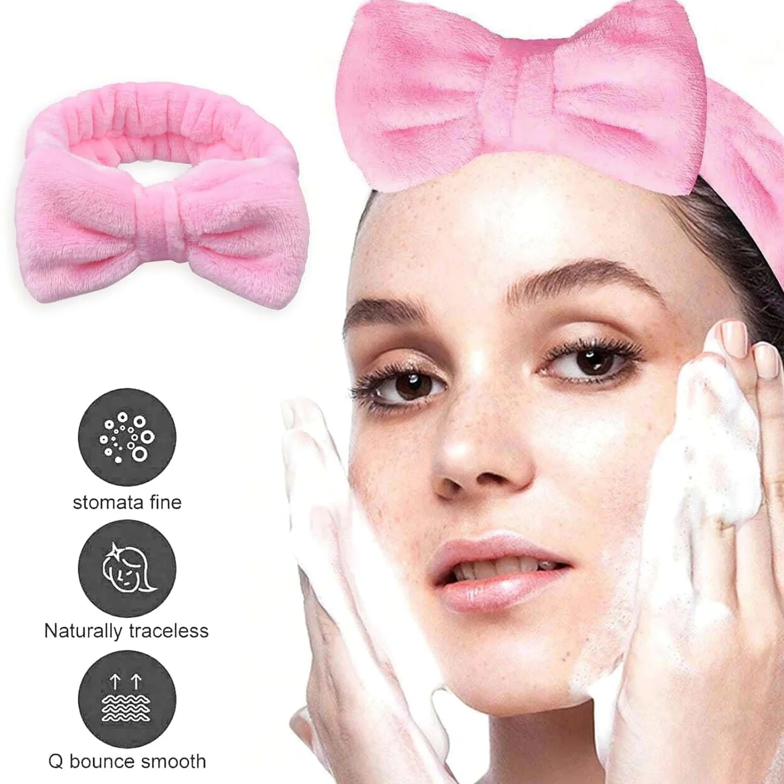 Cerchietti per capelli da spa, fasce per il trucco da donna, fascia per il viso in morbido pile corallo per trucco, fasce per capelli con fiocco per lavare il viso, doccia, cura della pelle