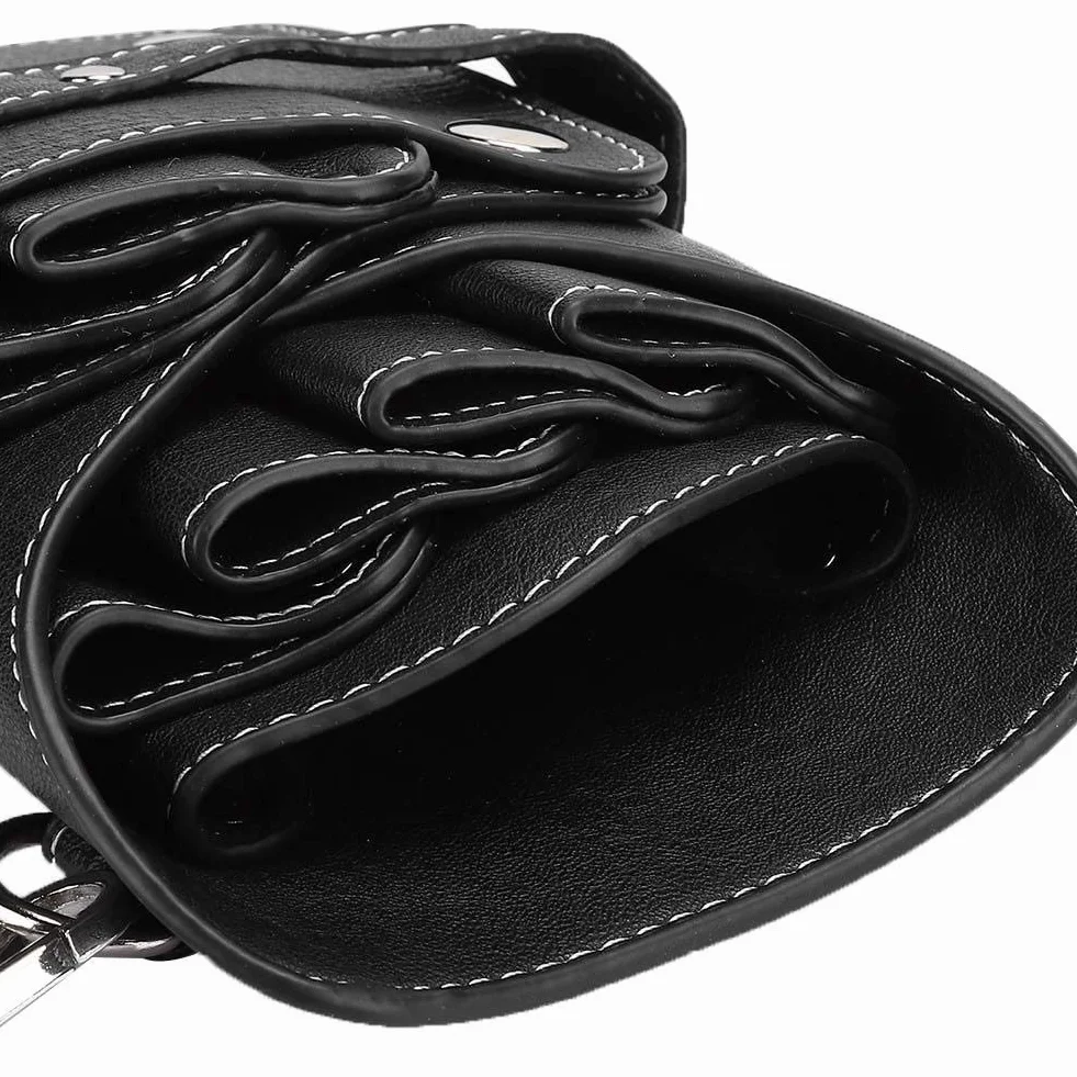Borsa per Forbici Staccabile Marsupio da Parrucchiere Kit per Parrucchieri in Pelle PU Borsa da Barbiere Rivetto Adatto per Forbici da Parrucchiere, Clip, Pettini per Capelli (Nero)