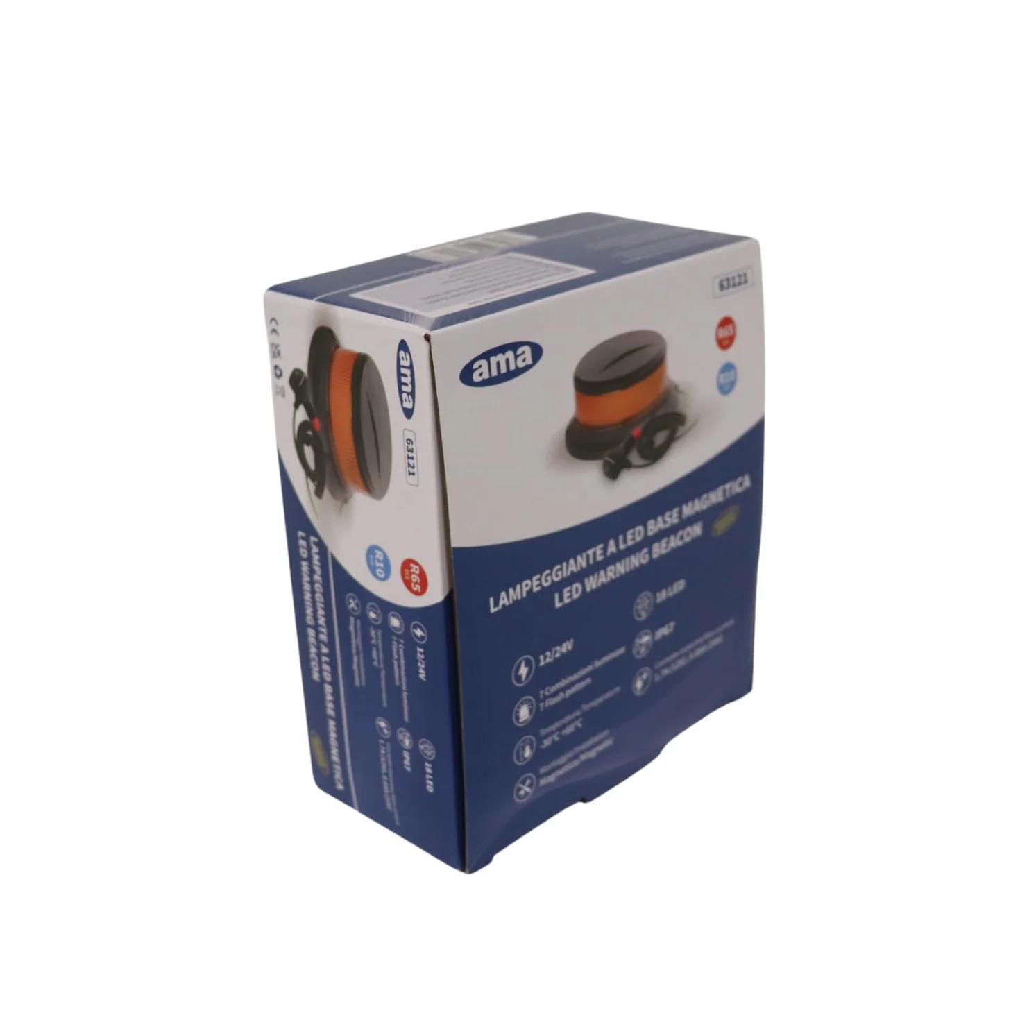 Ama Lampeggiante LED 12-24V Base Magnetica Alluminio IP67