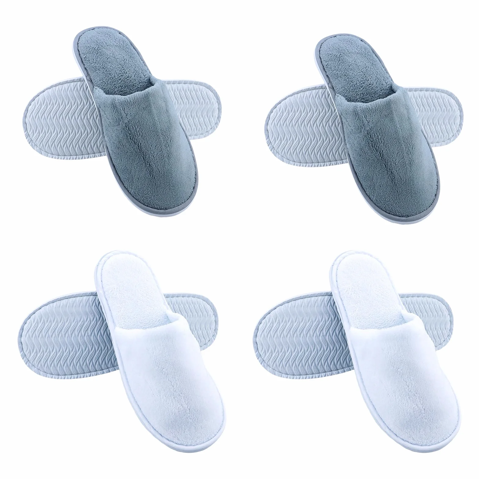 4 Paia Ciabatte Monouso per Hotel e Ospiti in Coral Velvet, Pantofole Punta Chiuse per Casa, Spa, Bagno, Uomini e Donne, Travel Home