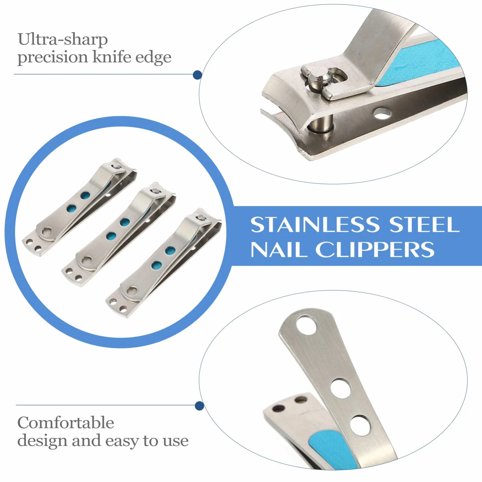 minkissy 6pezzi Tronchesi Unghie Acciaio Inossidabile Kit Professionale Per Manicure e Pedicure Design Comodo e Sicuro Adatto Uomini e Donne Utensili Per Delle Unghie Per Casa e Viaggio