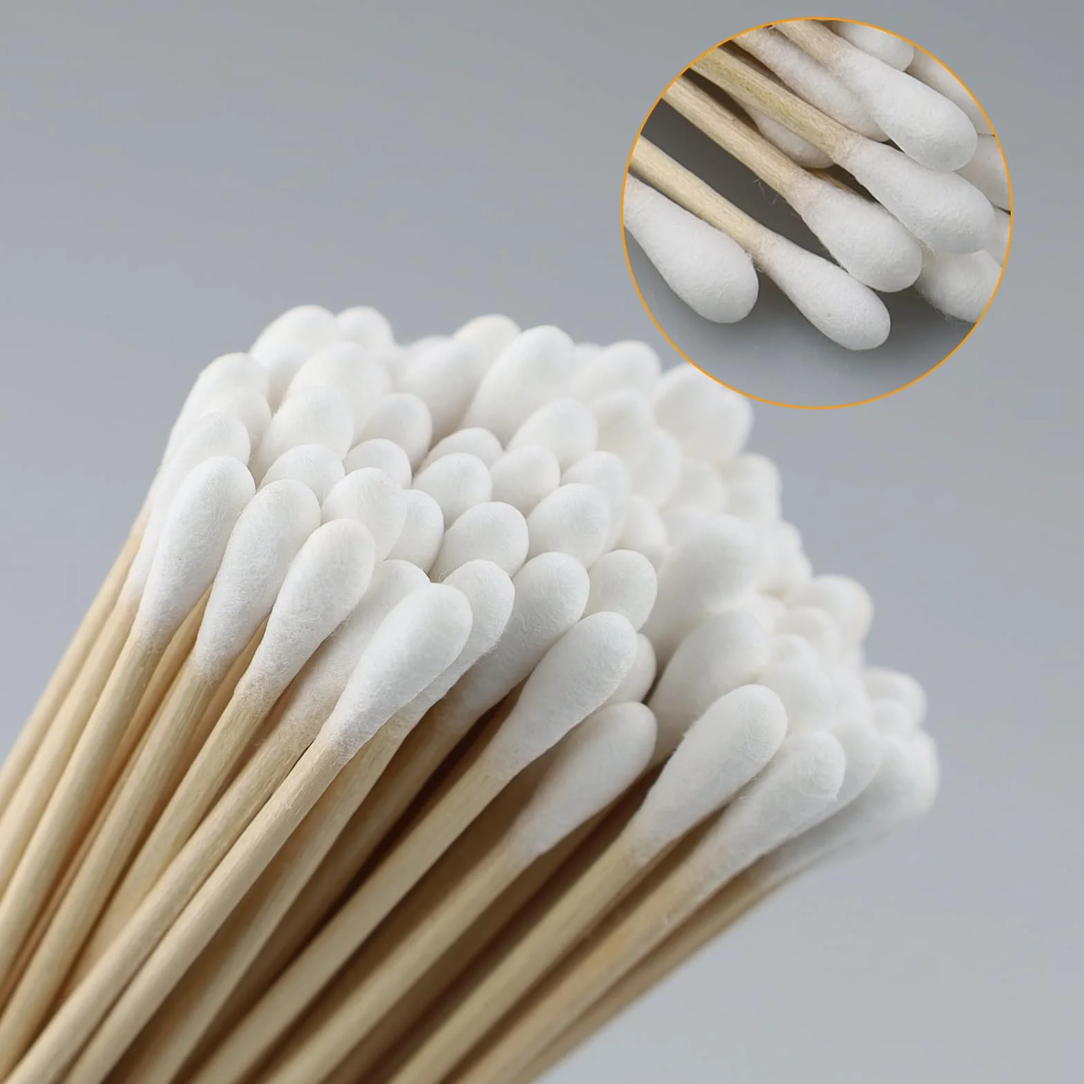 200 pezzi Tamponi di cotone in legno, tamponi di cotone da 15 cm, tamponi di pulizia lunghi ecologici per strumenti cosmetici di trucco Tastiera e fotocamera