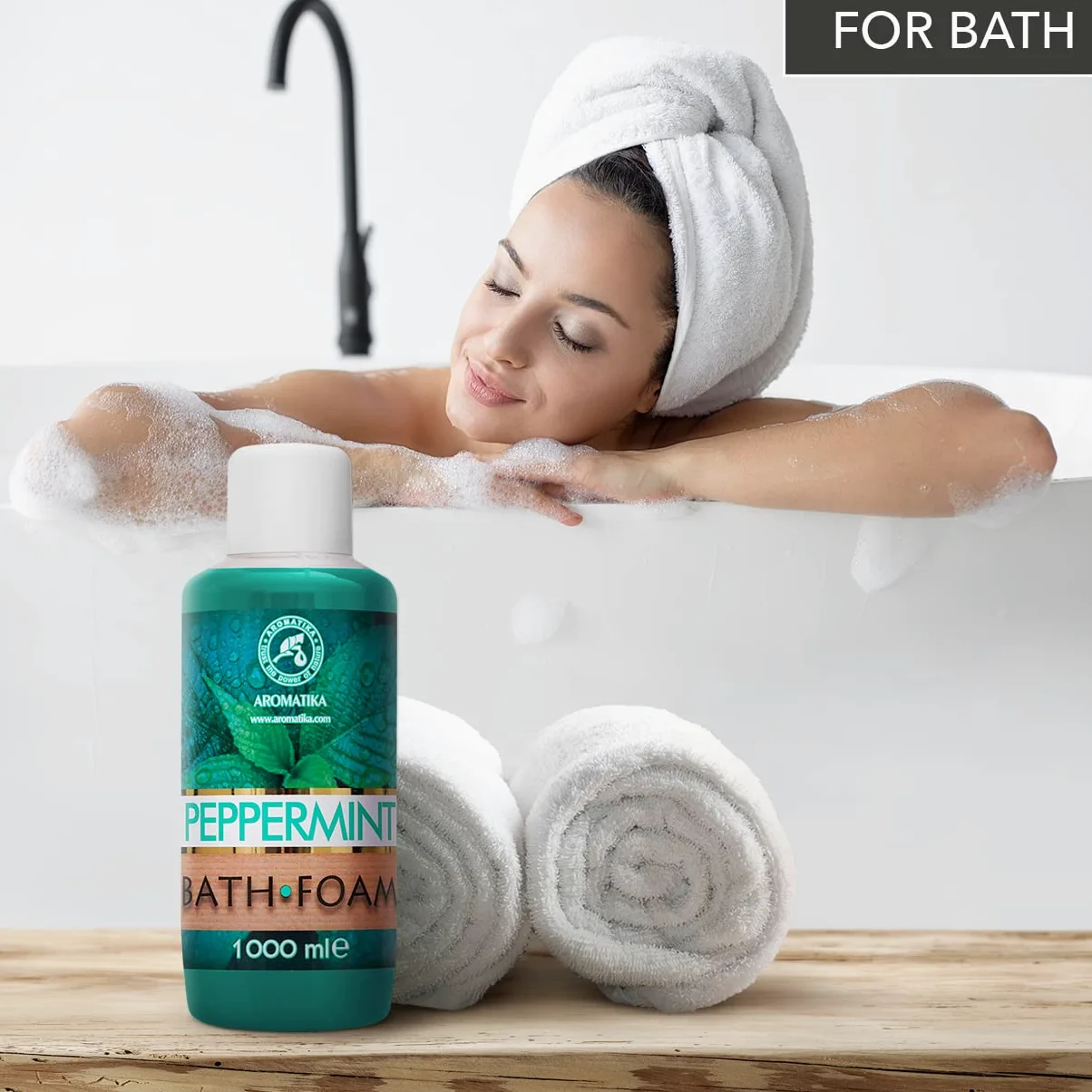 Bagno Schiuma con Olio Essenziale di Menta Piperita 1000ml - Cura del Corpo - Buon Dormire - Bellezza - Bagno - Cura del Corpo - Benessere - Relax - Aromaterapia - Bagnoschiuma - Bath foam Peppеrmint