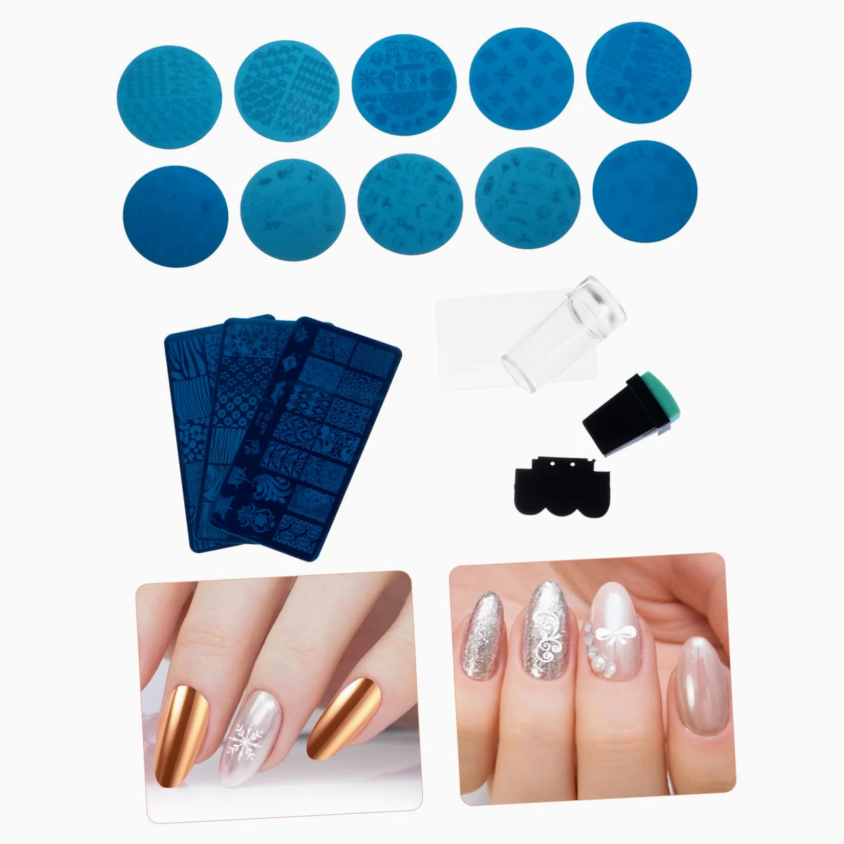 CALLARON 2 Set Piastre Per Stamping Unghie Template Creativi Per Nail Art Diy Facili Usare E Per Manicure Casa Amiche 13 Pezzi*2
