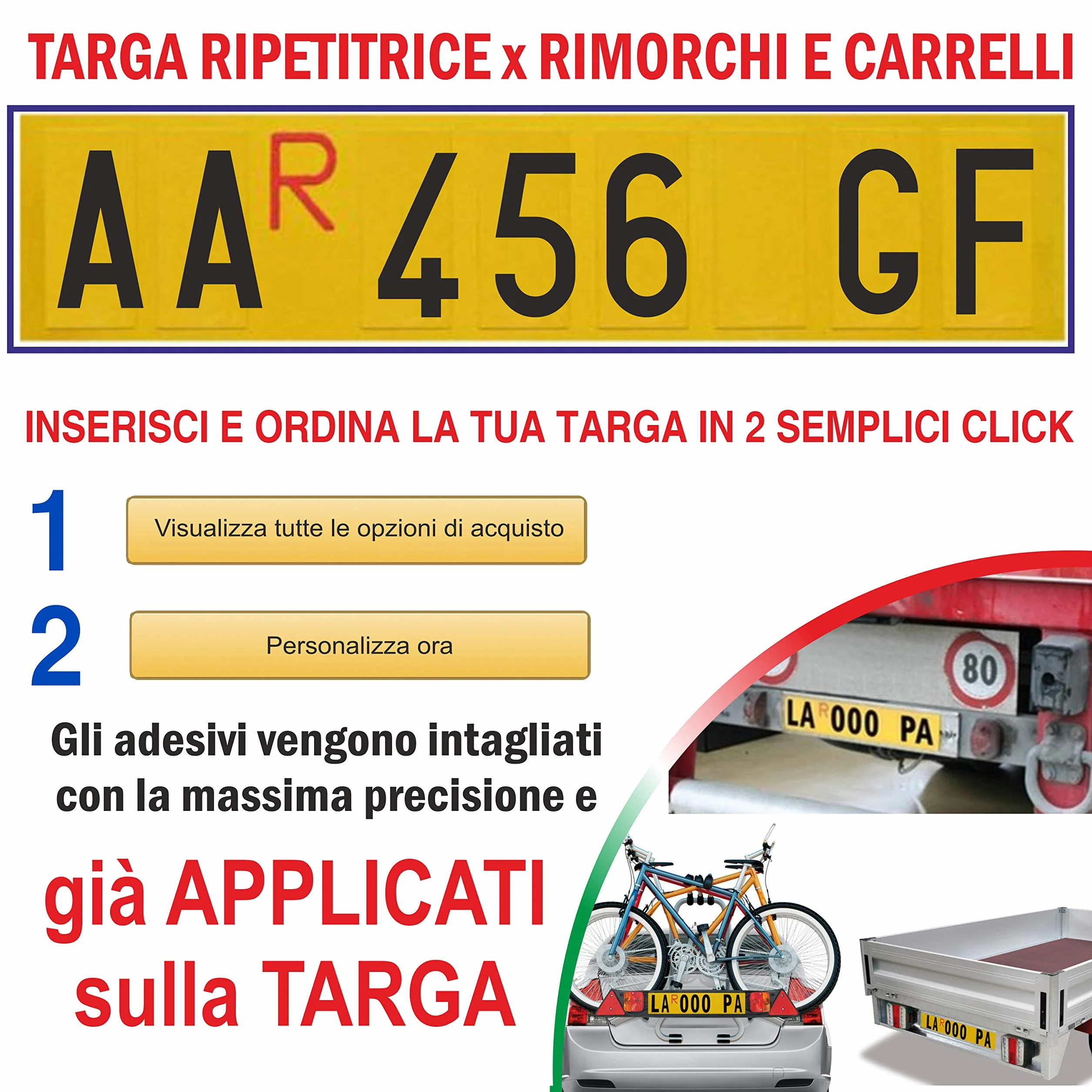 Targa Ripetitrice Alluminio 48 x 11 cm per Rimorchi Carrelli con Lettere e Numeri