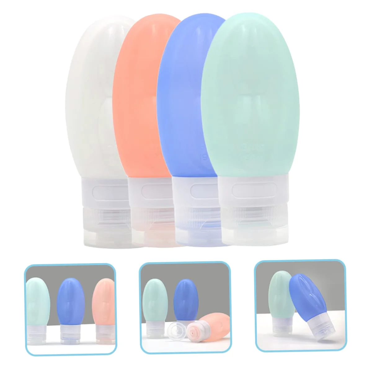 Ipetboom 12pezzi Bottiglie Viaggio Silicone Per Liquidi Ricaricabili Contenitori Per Toilette Adatti Per Cosmetici e Bagno Colori Rosa Bianco
