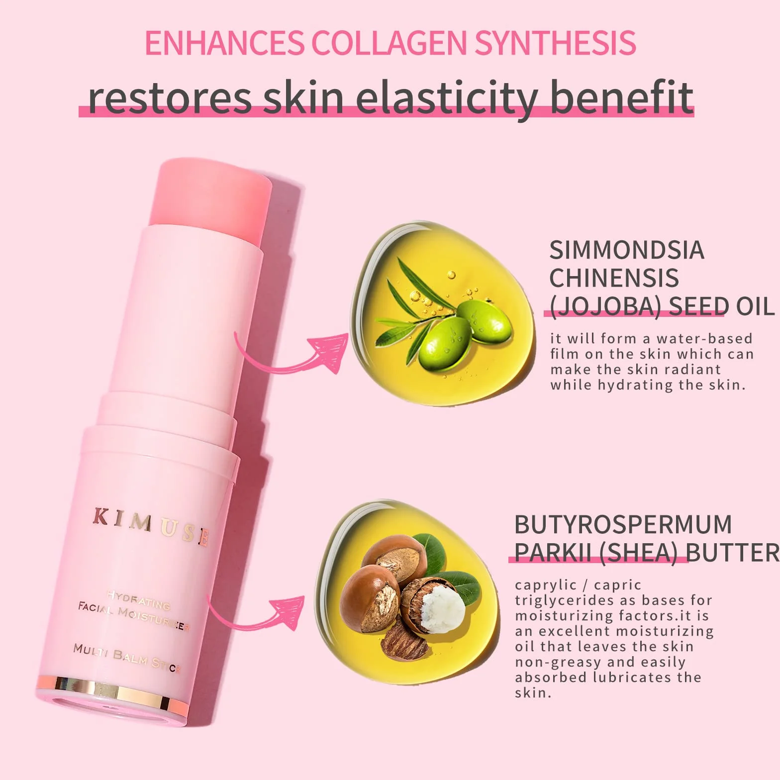 KIMUSE Hydrating Moisturizing Stick, Multi Balm Stick | Balsamo Idratante al Collagene, Cosmetica Coreana Viso Stick per la Cura della Pelle del Viso