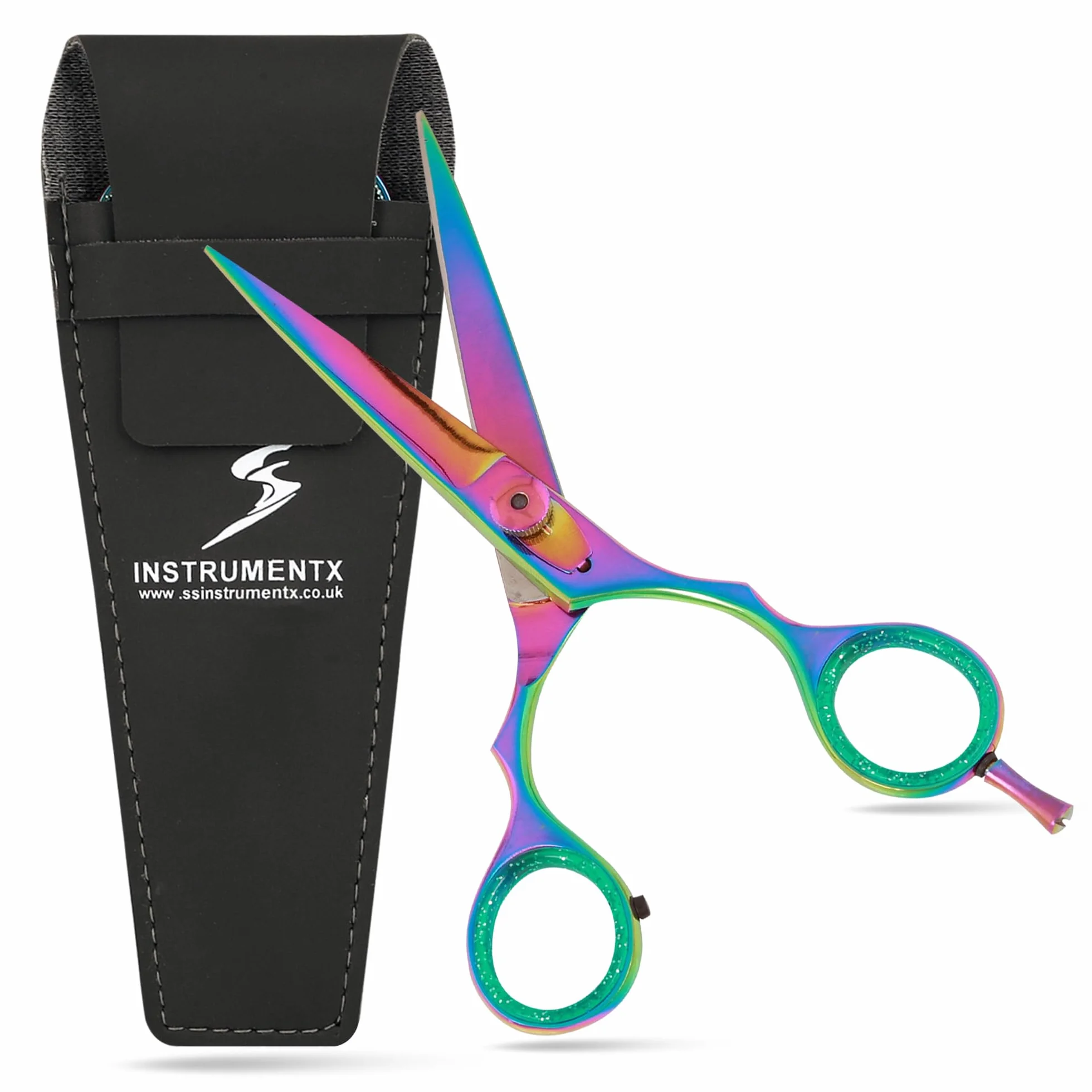 KATX Forbici Parrucchiere Professionali, Forbici Capelli con Rivestimento in Titanio per Taglio dei Capelli di Precisione, Forbici da Barbiere per Parrucchieri Domestico (Titanio Multicolore, 6,5")