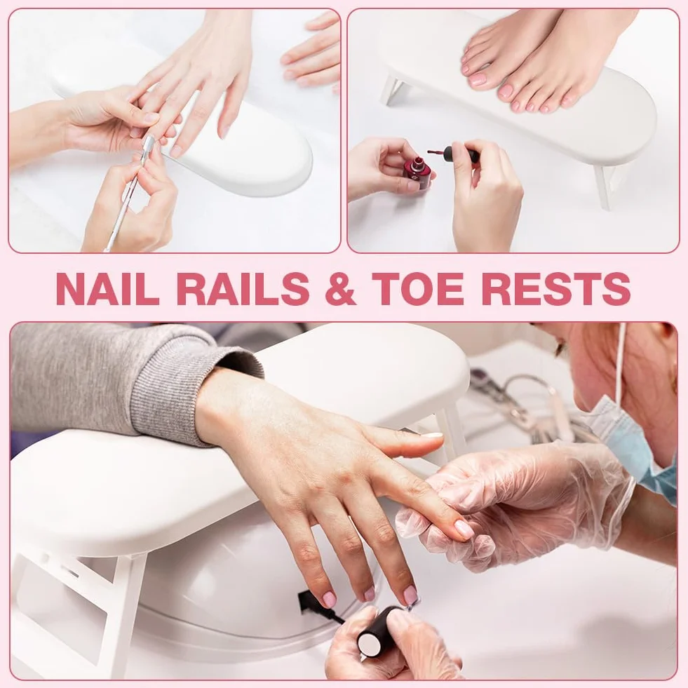 HOTUT Cuscino per Manicure, Cuscino per Unghie Poggiabraccia per Unghie Impermeabile Resistente, Poggiamano per Unghie Pieghevole in Pelle Cuscino per Piedi Antiscivolo per Salone di Nail Art