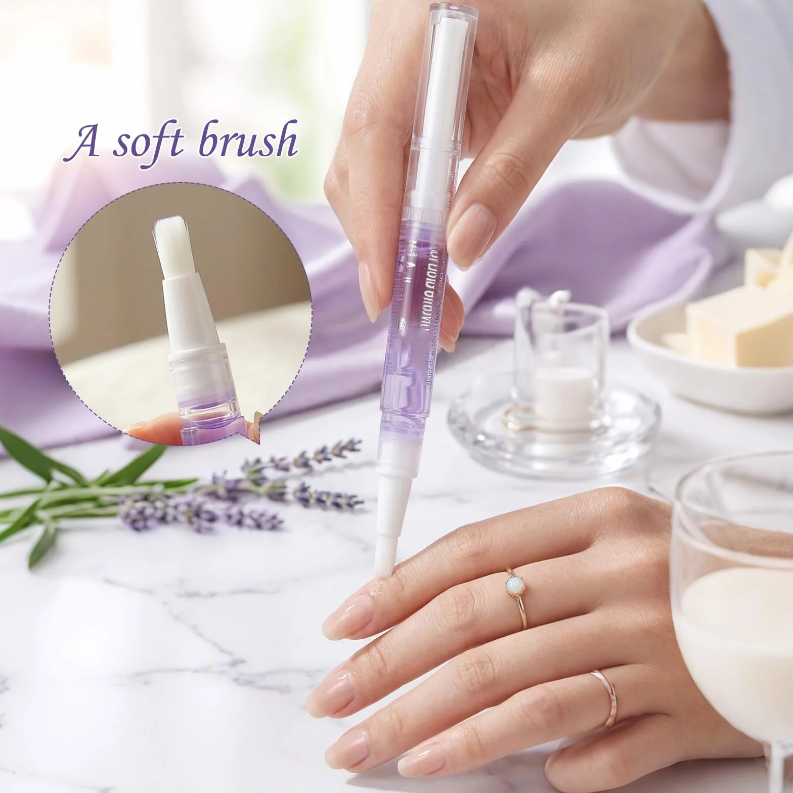 1 pz Trattamento cuticole in penna, olio nutriente alla lavanda, applicatore a pennello, previene pellicine e secchezza, per ufficio, viaggi e uso quotidiano, indispensabile per mani curate