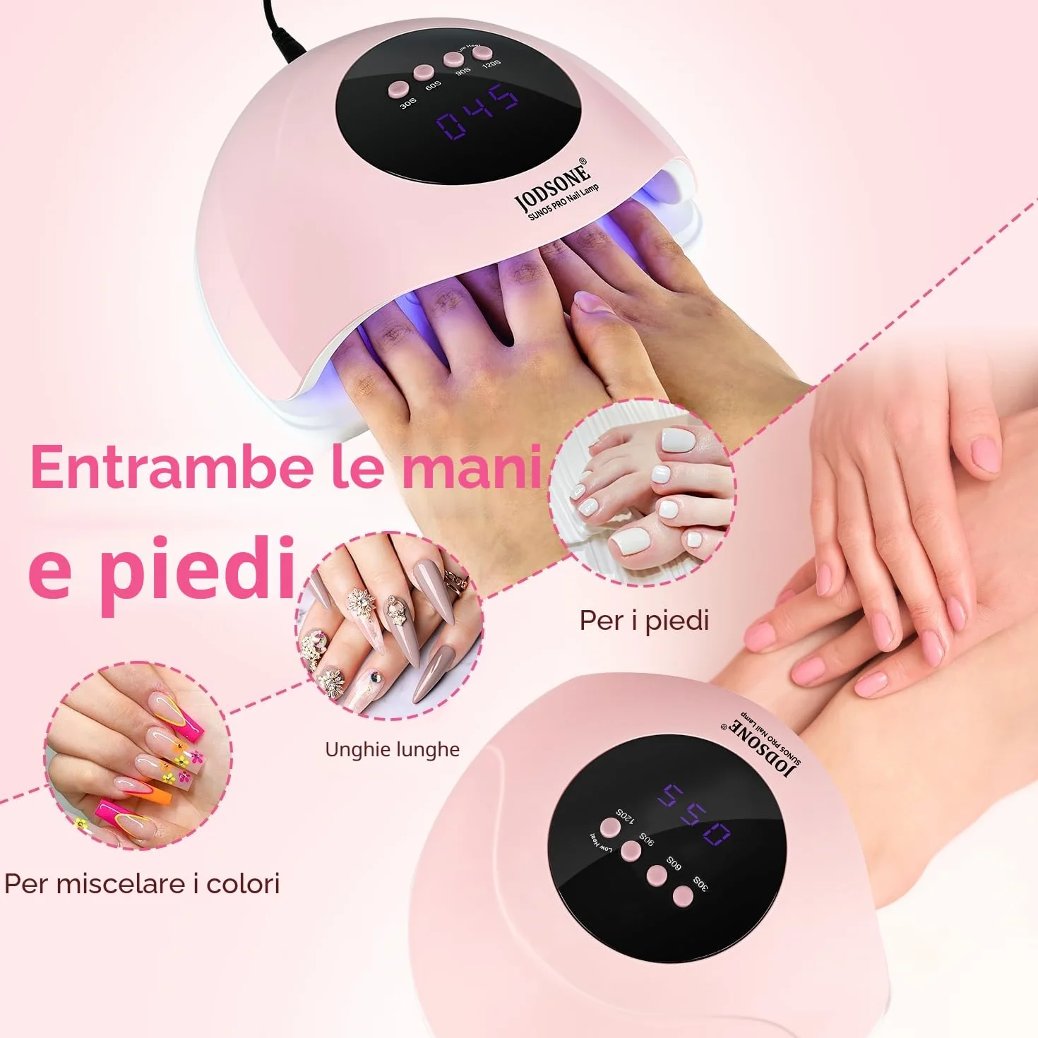 Lampada UV LED Unghie Professionale 24 LED 4 Timer 30/60/90/120S Sensore Movimento Base Staccabile