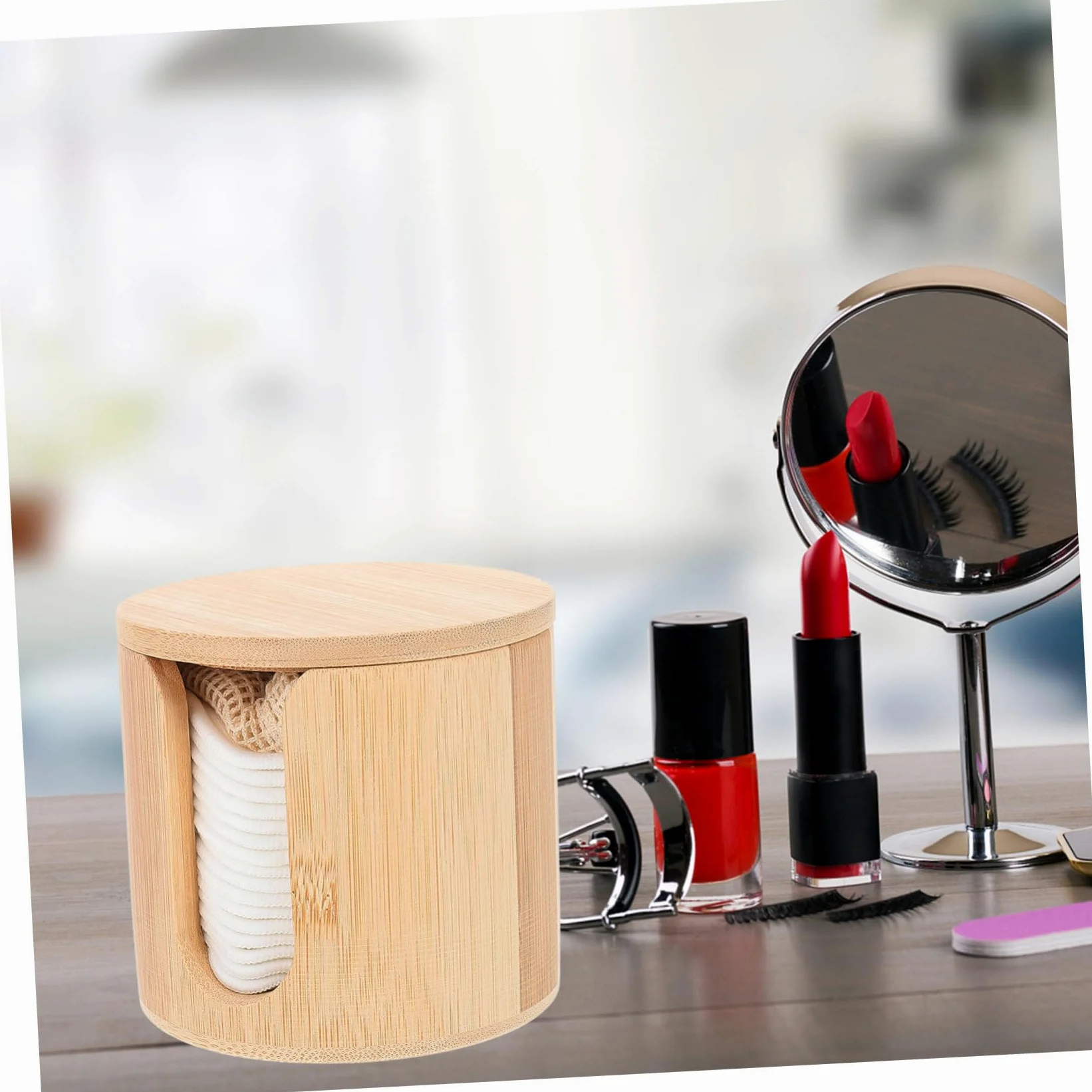 Dischetti Struccanti Riutilizzabili Set in Bamboo per Viso | Tonalità Kaki, Forma Arrotondata, Uso Semplice a Casa o Salone, Presa Naturale e Confortevole del Make-up