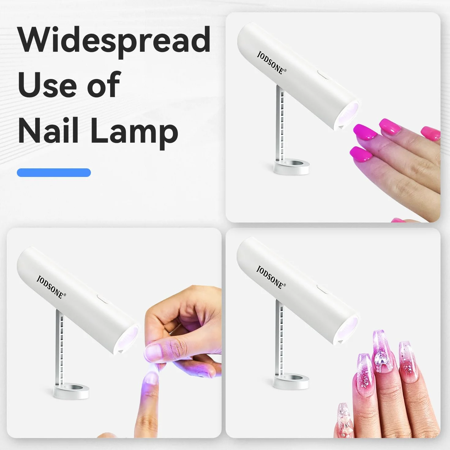 JODSONE Mini Lampada LED Unghie, Lampada portatile a U V con supporto Lampada portatile compatta per unghie ricaricabile USB Asciugatrice per unghie per casa salone di bellezza fai da te, bianco