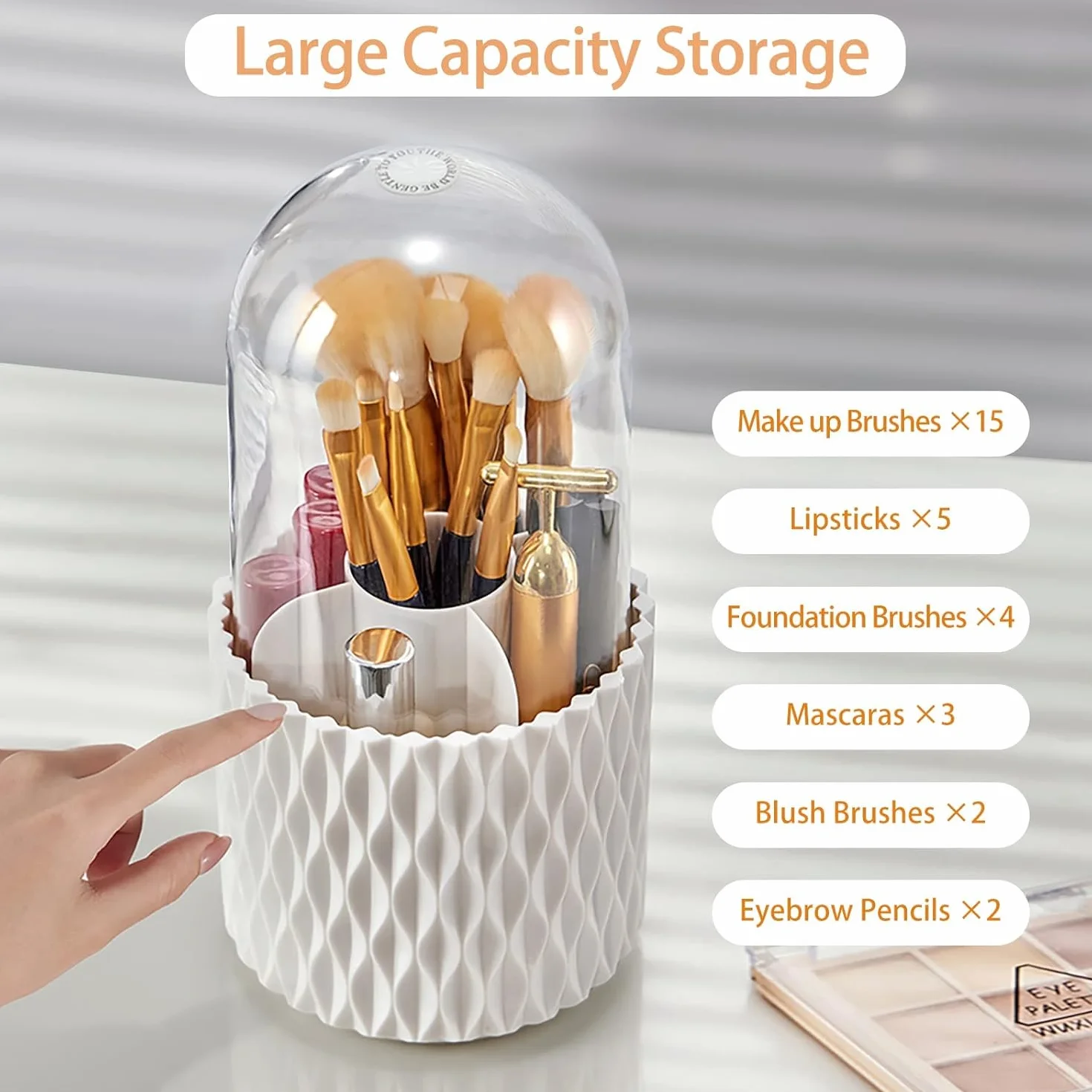 Withosent Porta Pennelli Make Up 360° Rotante Organizzatore Cosmetici 5 Scomparti Scaffale Trucchi