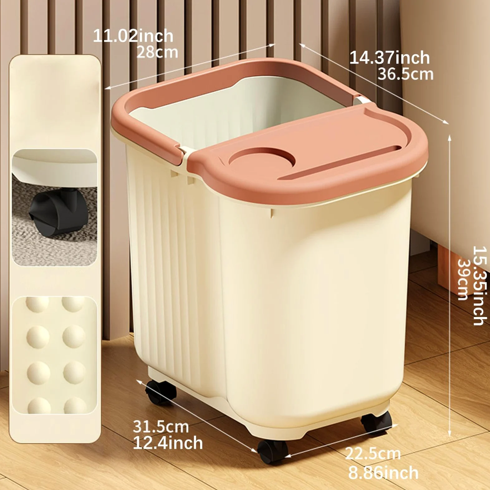 Pediluvio, Bacinella per Pedicure, Bacinella per Massaggio Ai Piedi, Realizzata in Polipropilene, Comoda E Antiscivolo Maniglia, Ideale Come Regalo O, Beige, L with Wheels