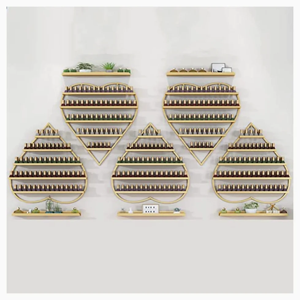 Espositore per Smalti, Porta Oli Essenziali per Negozi di Bellezza, Organizer in Metallo per Smalti, Porta Profumi da Parete, Oro - 6 Pezzi, Oro - 10 Pezzi