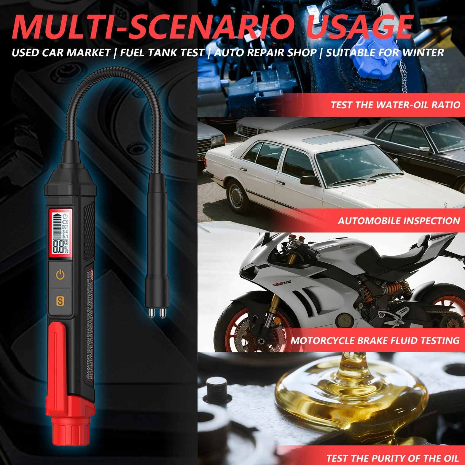 Tester del Liquido dei Freni con LED DOT3 DOT4 DOT5.1 per Auto e Moto