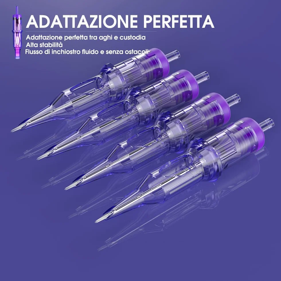 Mast Pro Aghi per Tatuaggi Professionale 20pezzi #08 0.25 0803RL Standard Round Liner Microblading Tattoo Needle Cartridge per Macchinetta Tatuaggi