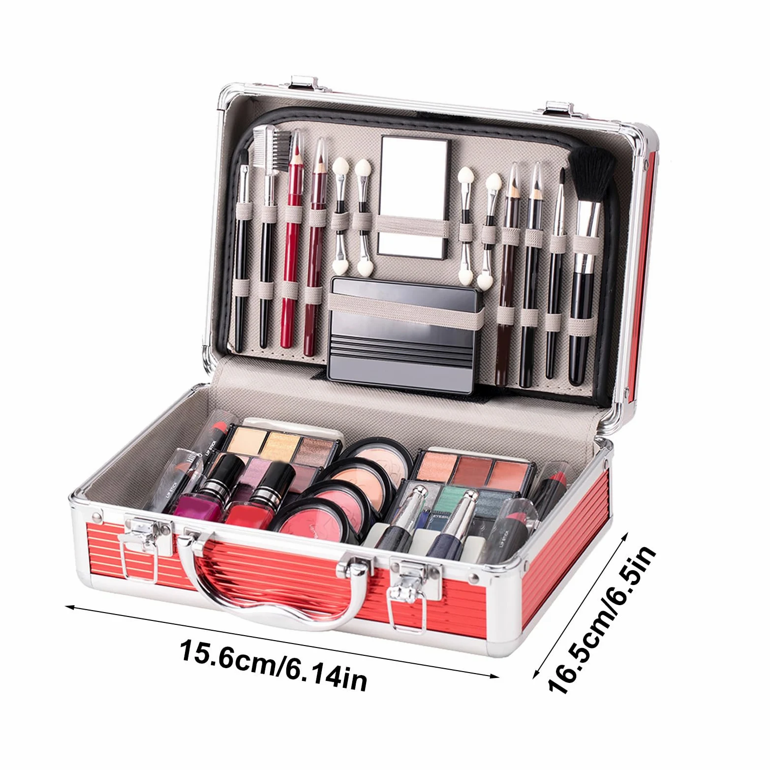 Kit per il trucco completo del viso, set per il trucco per principianti | Kit per principianti con custodia, Custodia per cosmetici comprendente ombretto, fard, per sopracciglia, rossetto, penne