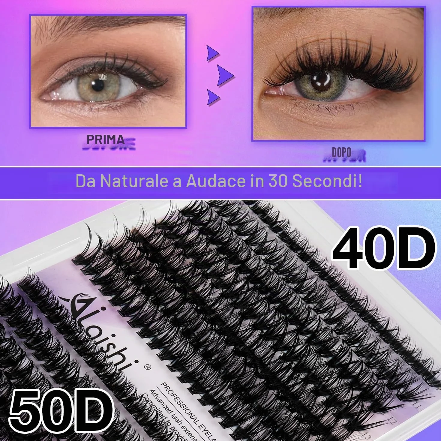 Ciuffetti Ciglia Finte Kit 280 Extension 9-16mm 40D+50D Lash Cluster z Bond and Seal Pinzette