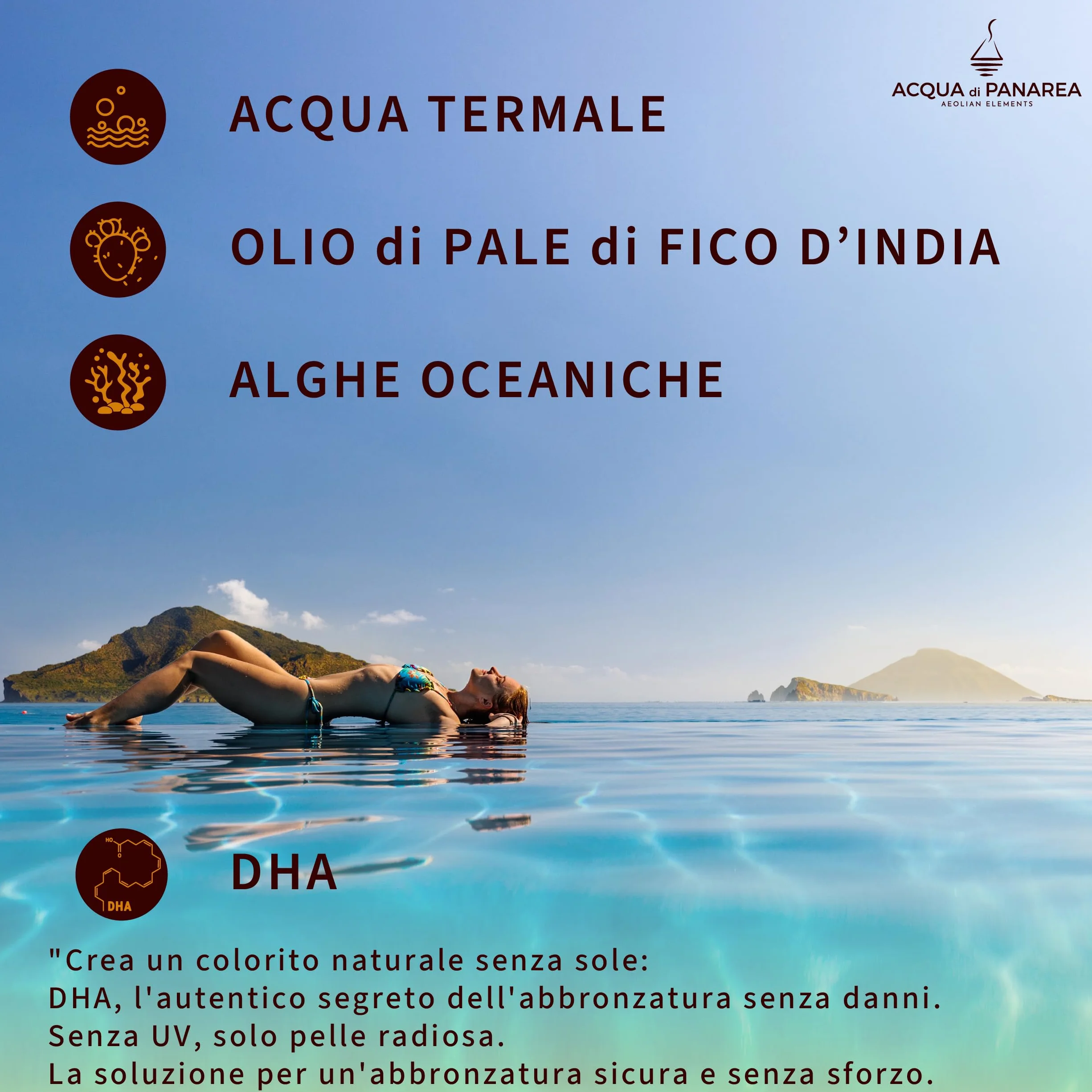 ACQUA DI PANAREA Sole Siciliano 365 Siero Crema Autoabbronzante Viso e Corpo Illuminante, Gocce Autoabbronzanti Viso Antirughe Idratante Con DHA e Acqua Termale Vulcanica 210 ml