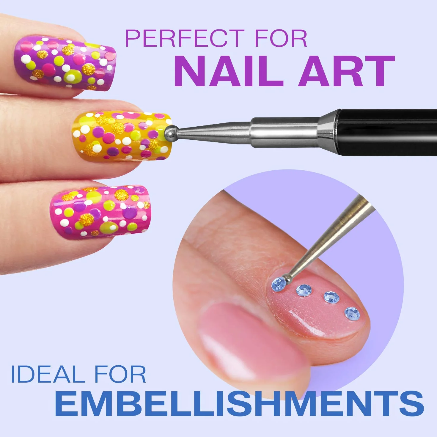 Mylee Nail Art Penna per Punteggiatura unghie - Gemme, decalcomanie e cristalli, accessorio per manicure professionale, doppia punta