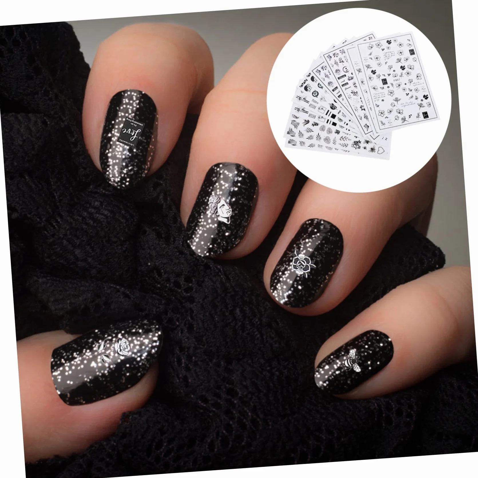 4 Set Adesivi Per Unghie Fiori Nail Art Decal Per Decorazioni Eleganti Per Feste E Speciali Adatti Donne E Ragazze 10 Fogli*4
