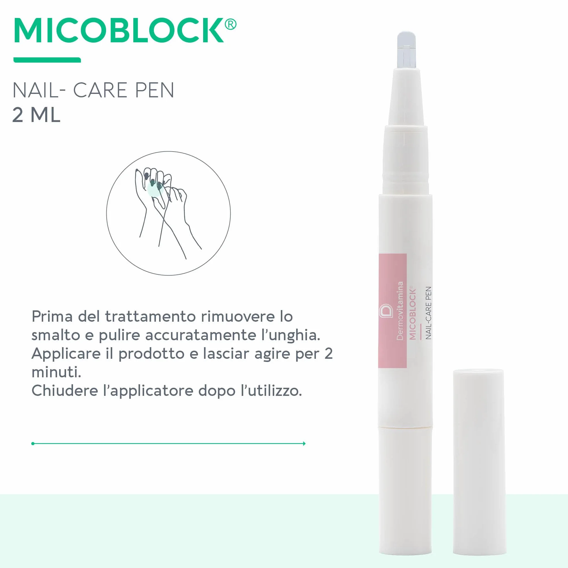 Dermovitamina Micoblock Nail Care Pen 2 ML - Per Unghie e Cuticole - Rinforzante Unghie Fragili - Con Cheratina e Acido Ialuronico