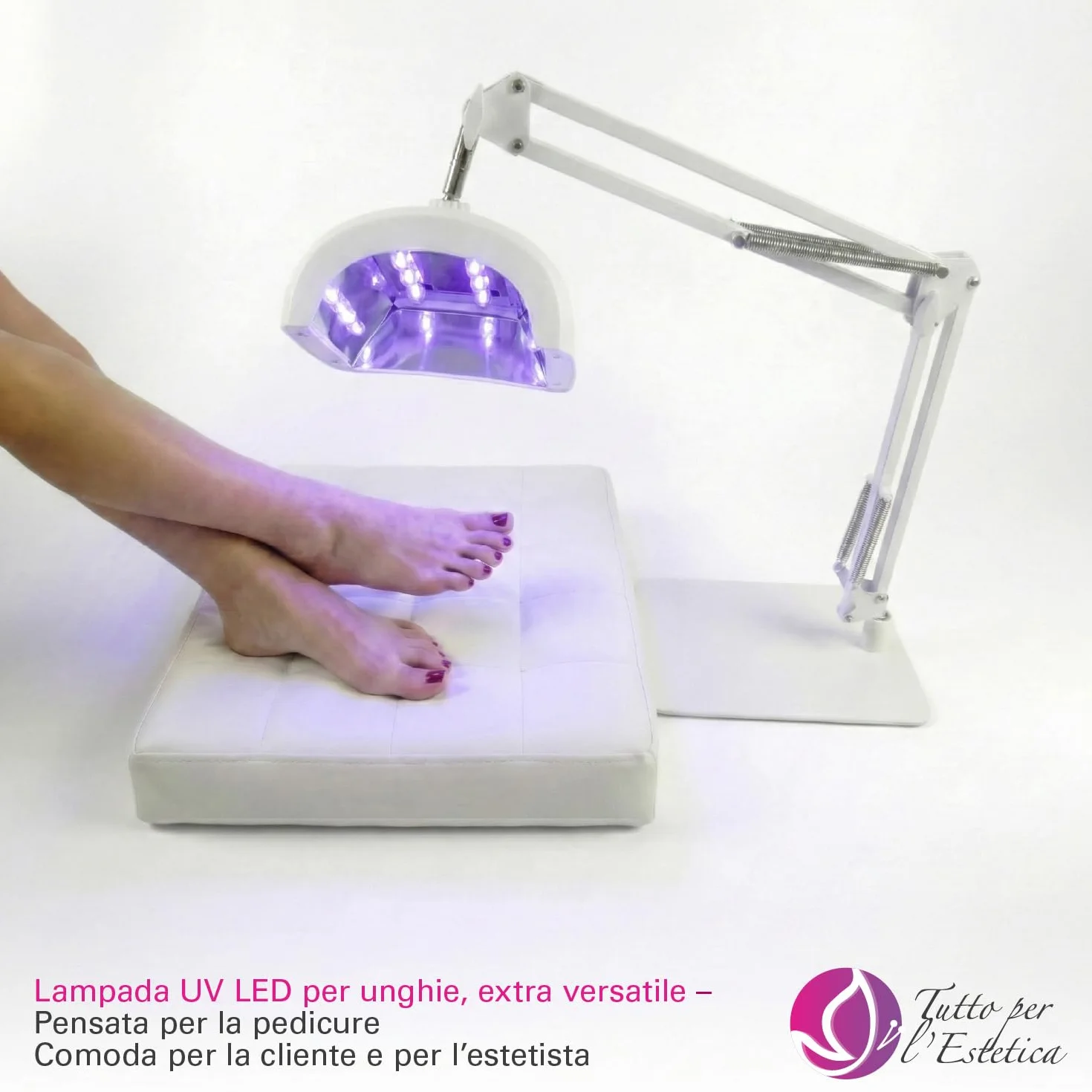 Lampada UV Led Unghie Professionali 48W con Stativo per Pedicure, Manicure ed Estetista, Regolabile e Rotante | Fornetto Unghie Semipermanente per Smalto Gel, con Attivazione Automatica