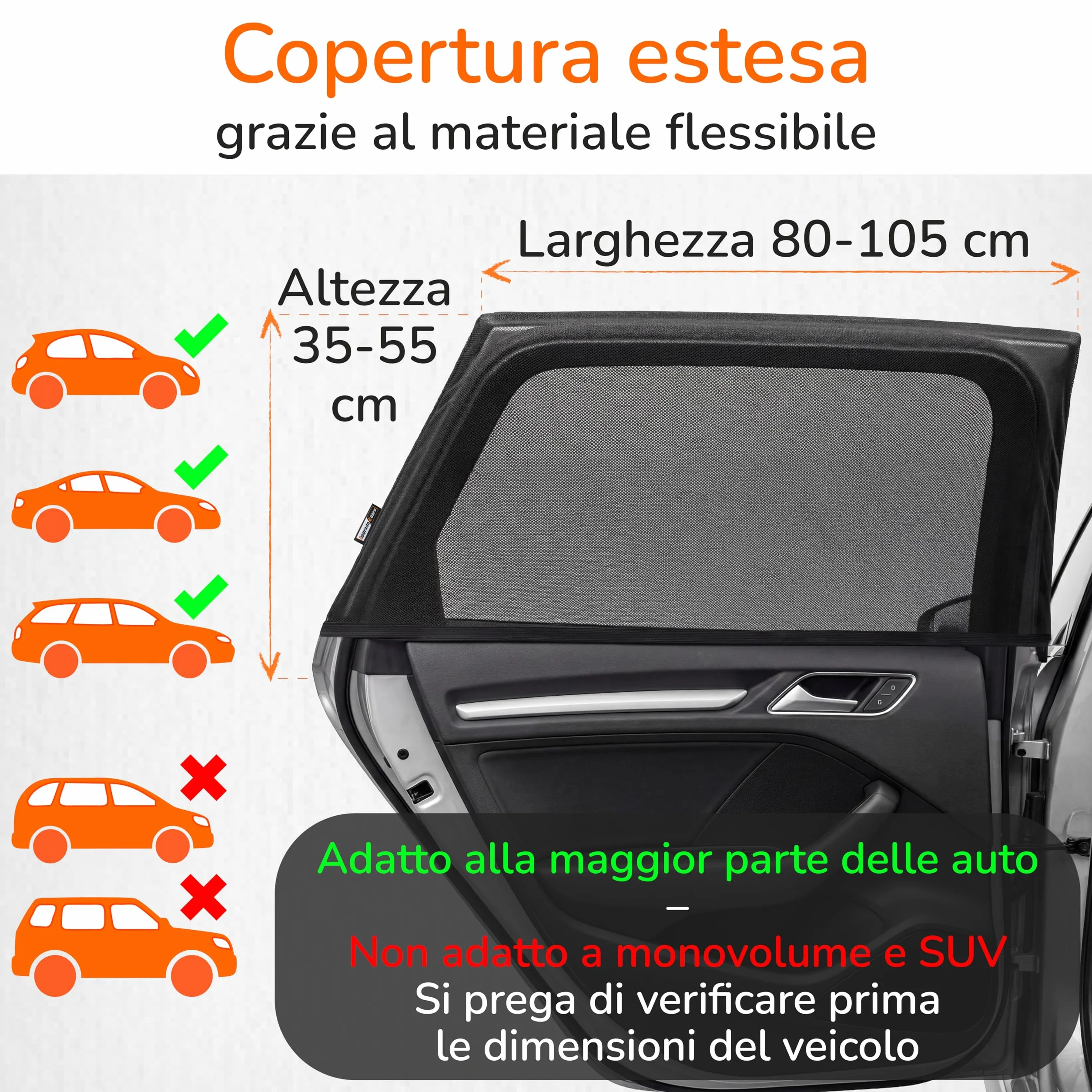 Parasole Auto per Bambini con Protezione UV Certificato TÜV UPF 15 Upgrade4cars
