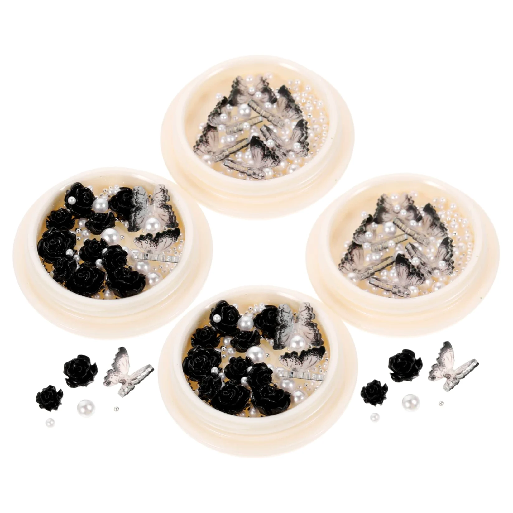 PLAFOPE 5 Set Di Ciondoli Per Unghie A Forma Di Fiore Gioielli Per Unghie in Resina Strass Per 4 Scatole * 5
