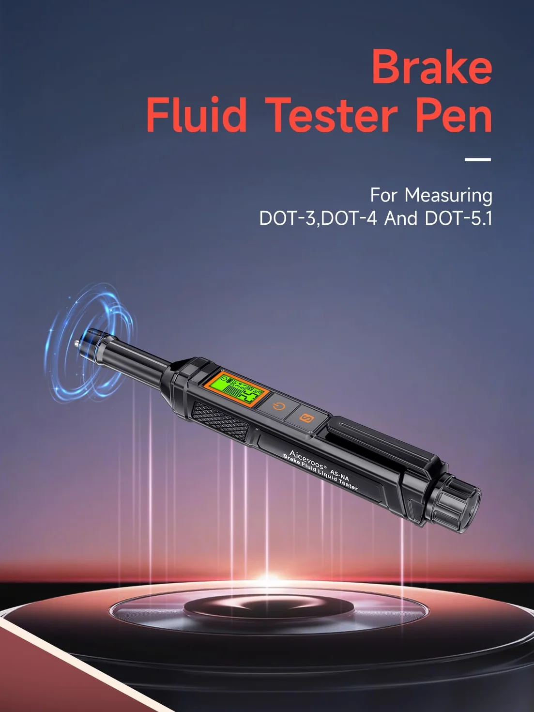 Tester Liquido Freni con Display LCD, Penna di Prova per Olio, Allarme Acustico e Visivo, DOT3 DOT4 DOT5