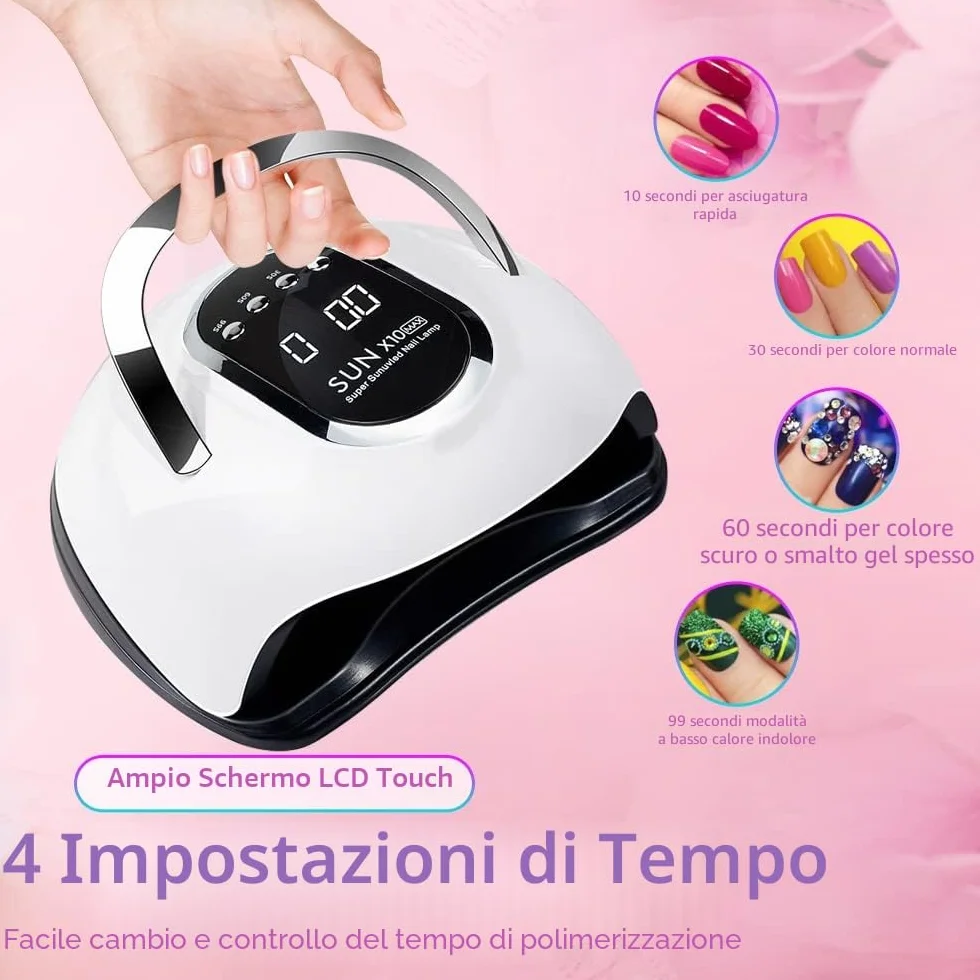 Lampada UV LED per Unghie 280W 66 LED Asciugatura Rapida Sensore Automatico Portatile