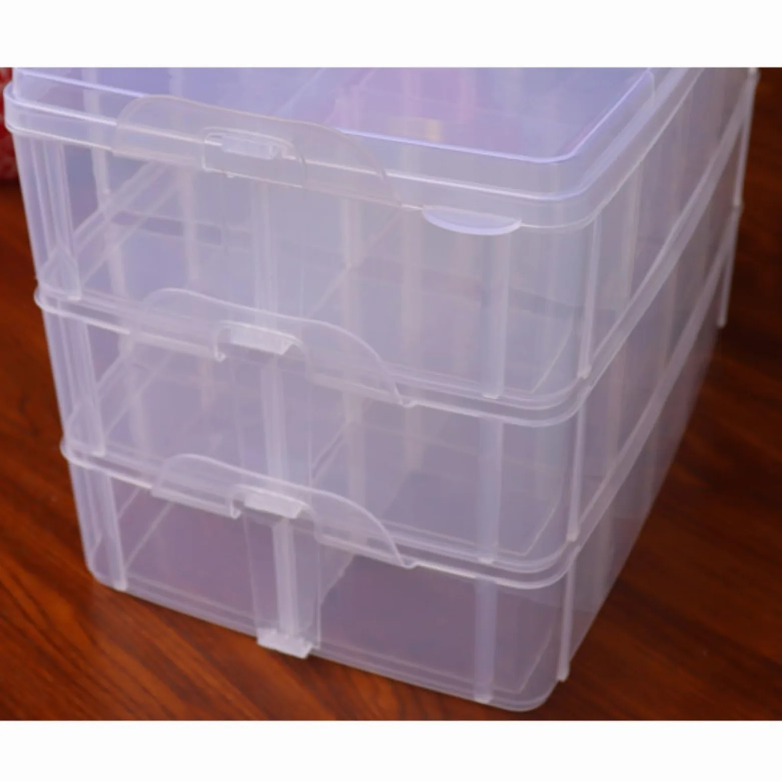 Organizzatore Smalti Scatola Portaoggetti Impilabile for Cosmetici, Smalto Regolabile Porta Smalti per Unghie(Transparent)