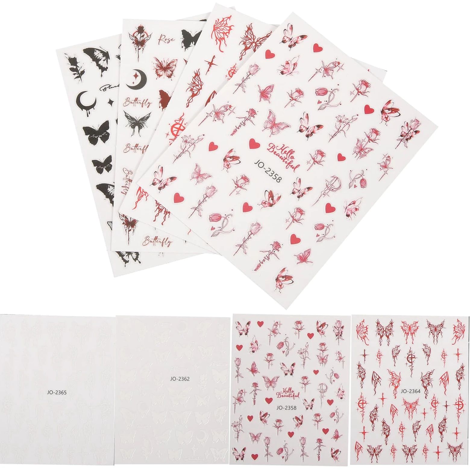VICASKY 5 Set Adesivo A Farfalla Scuro Etichetta Giglio Guidato Arte Unghie Dei Piedi Uv Decalcomanie Decorative Per Unghie Adesivi Per Chiodi Adesivi Adesivi Per Unghie 12 Fogli*5