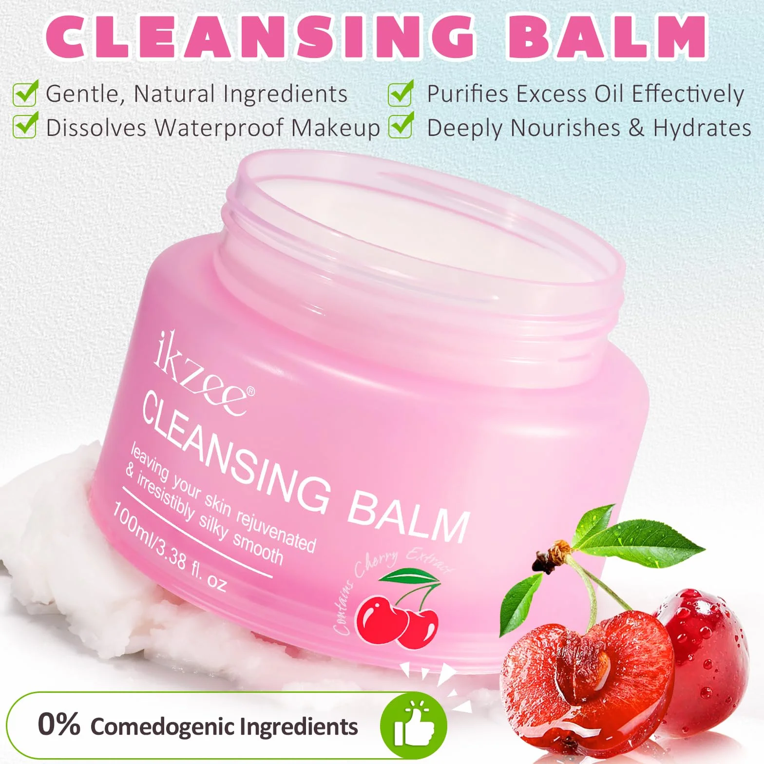 Balsamo Detergente per il Trucco 100ML, Struccante Naturale con Vitamina C & E, per Pori Profondi