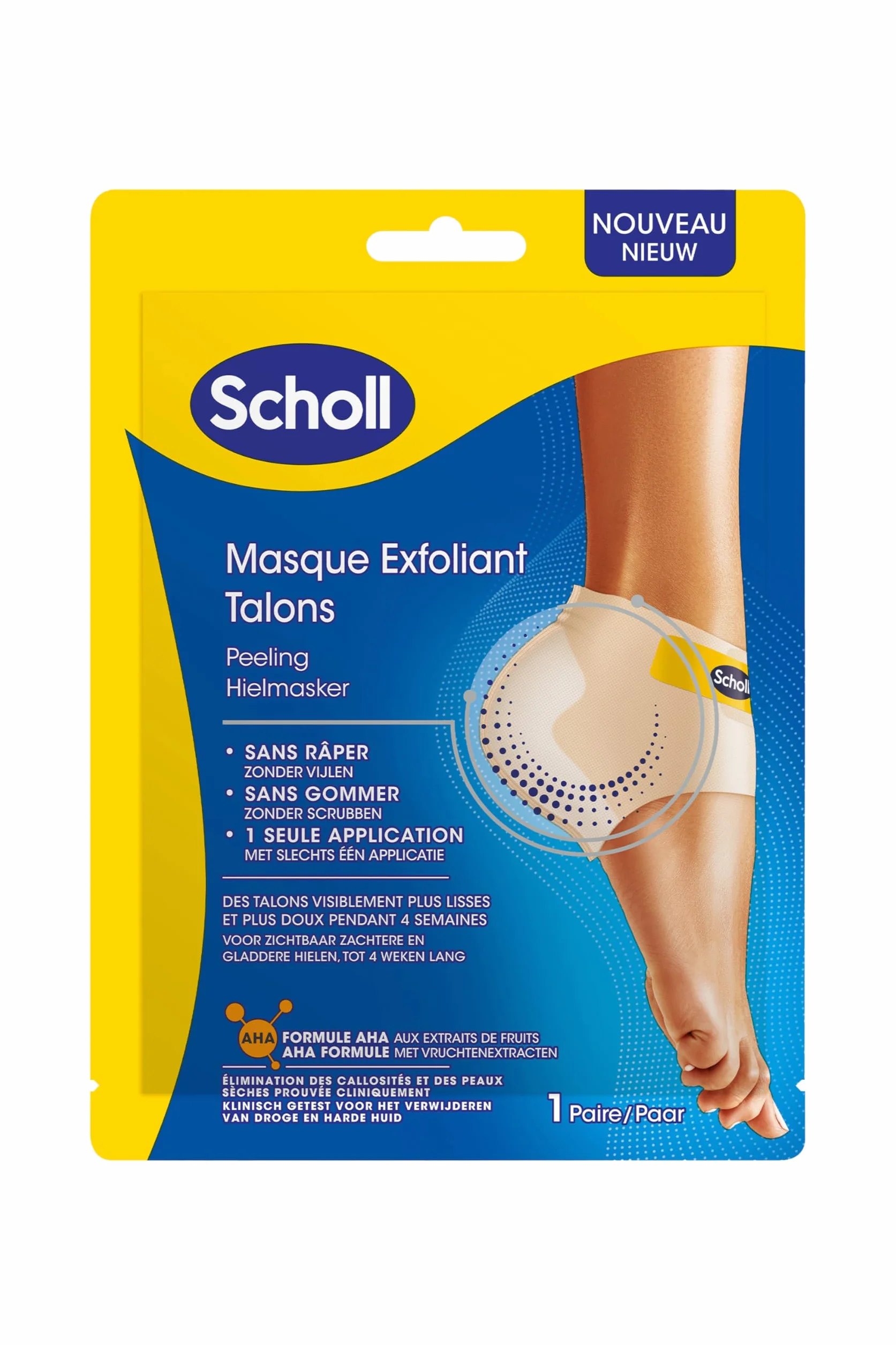 Scholl Maschera per piedi esfoliante con tacco – peeling piedi – elimina calli – cura dei piedi efficace – 2 calzini