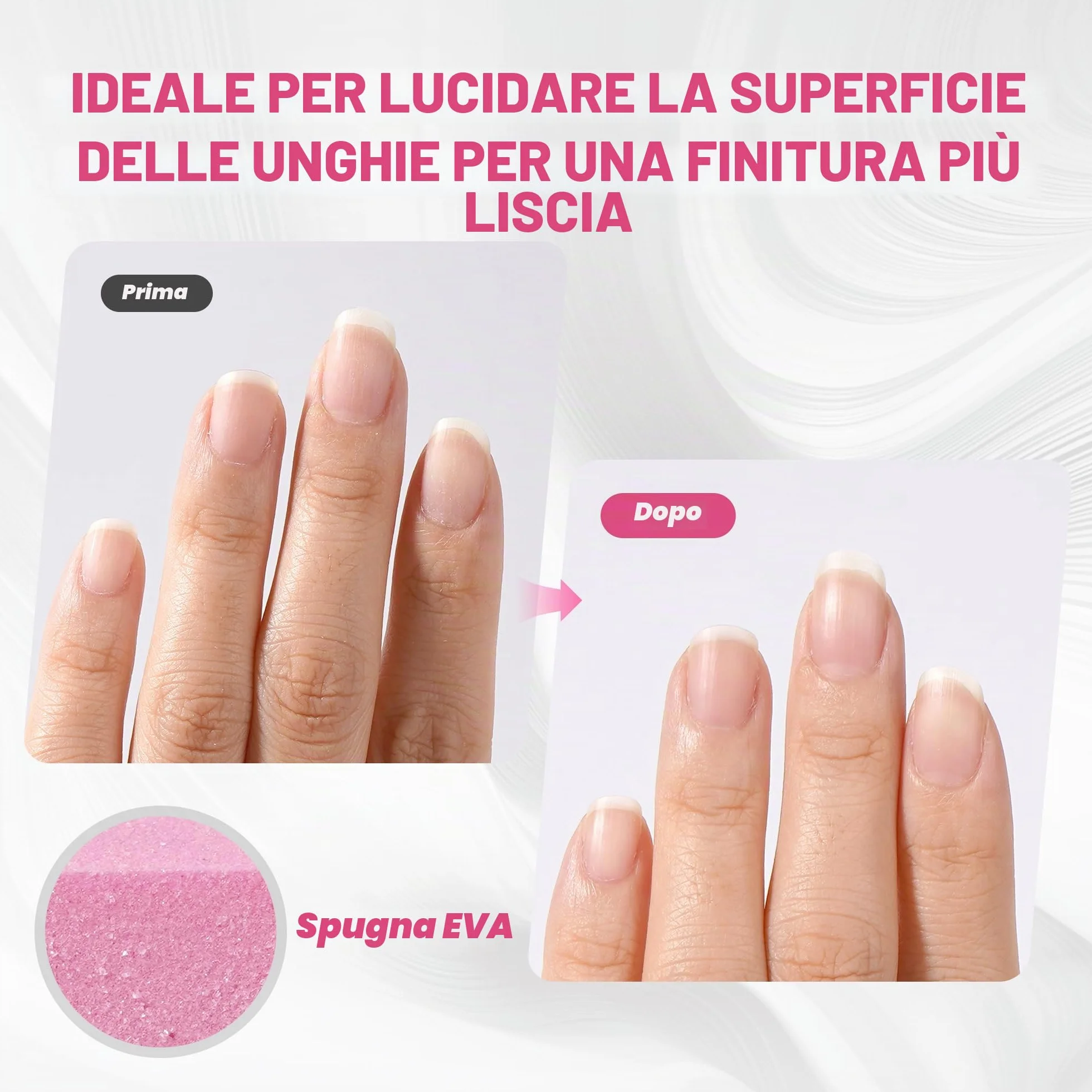 Set 10 blocchi leviganti unghie professionali 4 lati lavabili rosa