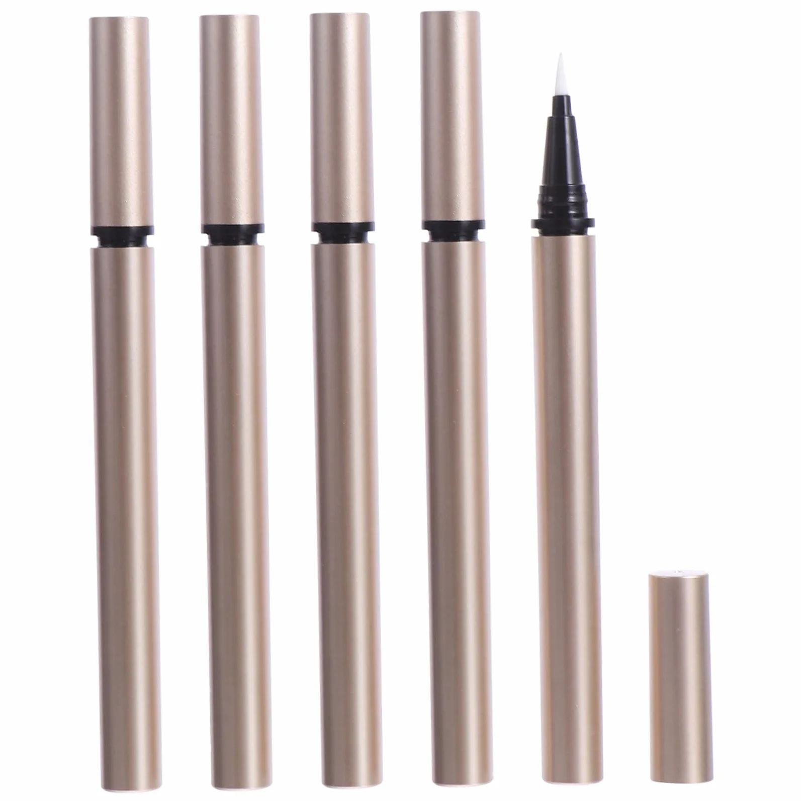 Tubo Eyeliner Ricaricabile 1ml in Plastica Oro, 5 Pezzi | Formato Compatto da 1ml, Confezione da Cinque, Adatto a Grossisti Cosmetici e Mercati, Portatile