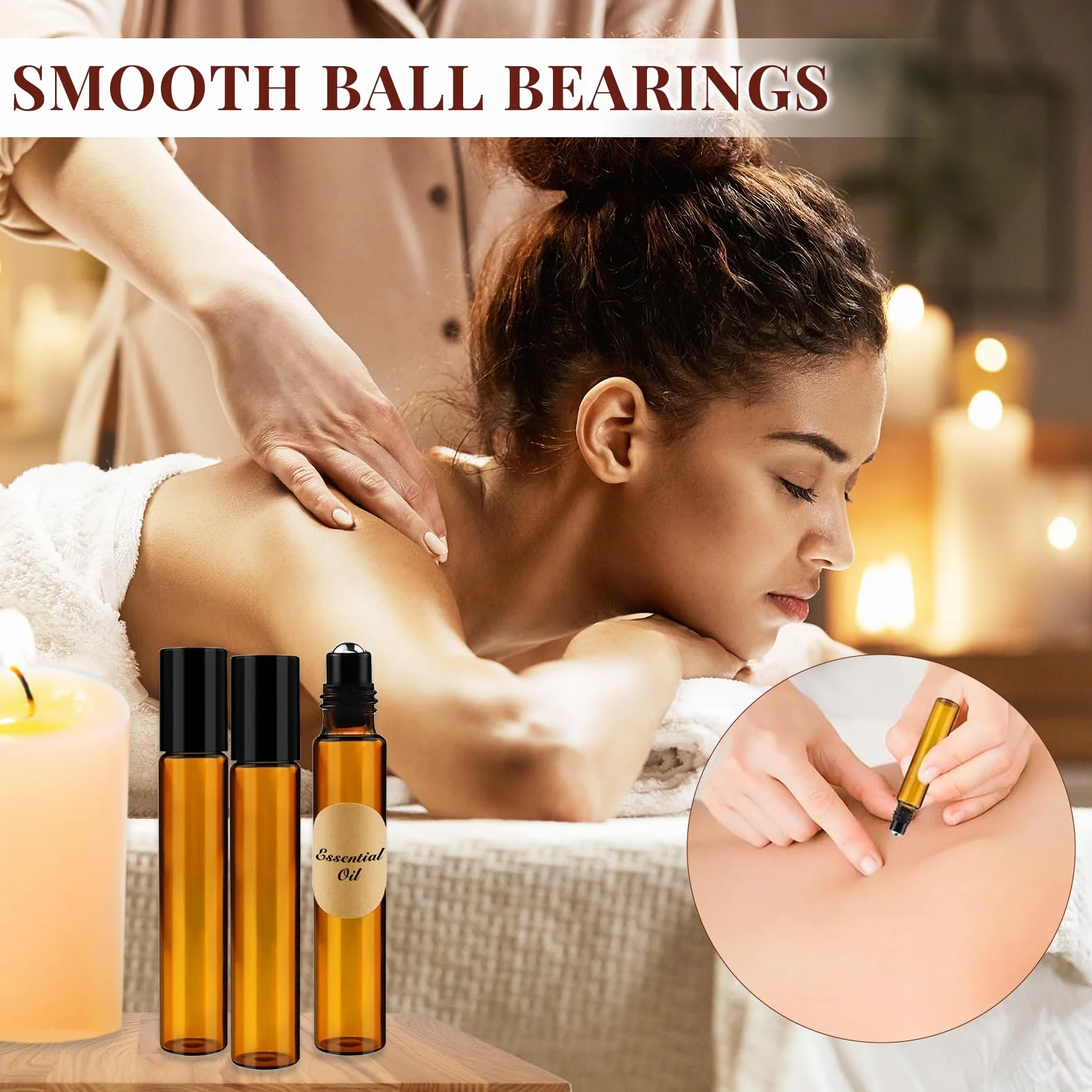 Redamancy Rollon - Bottiglie di vetro per oli essenziali, 10 ml, bottiglie roll-on, bottiglie vuote, bottiglie di vetro marrone per oli, fragranze e cosmetici