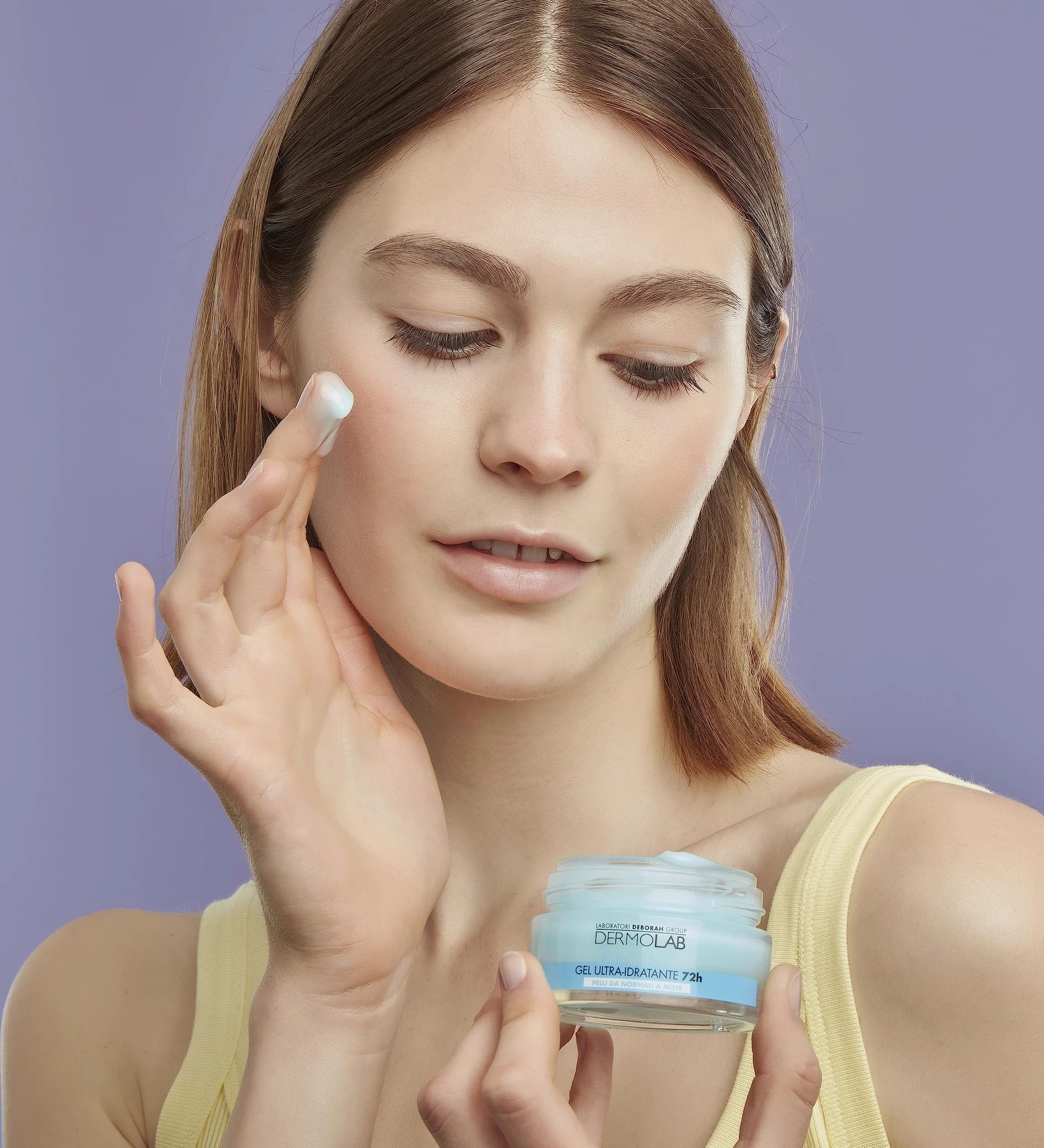 Dermolab - Crema Viso Idratante Gel 72H per Pelle Normale e Mista con Pool di Acido Ialuronico, Effetto Rimpolpante, Protegge la Cute con un'Azione Antiossidante, 50 ml