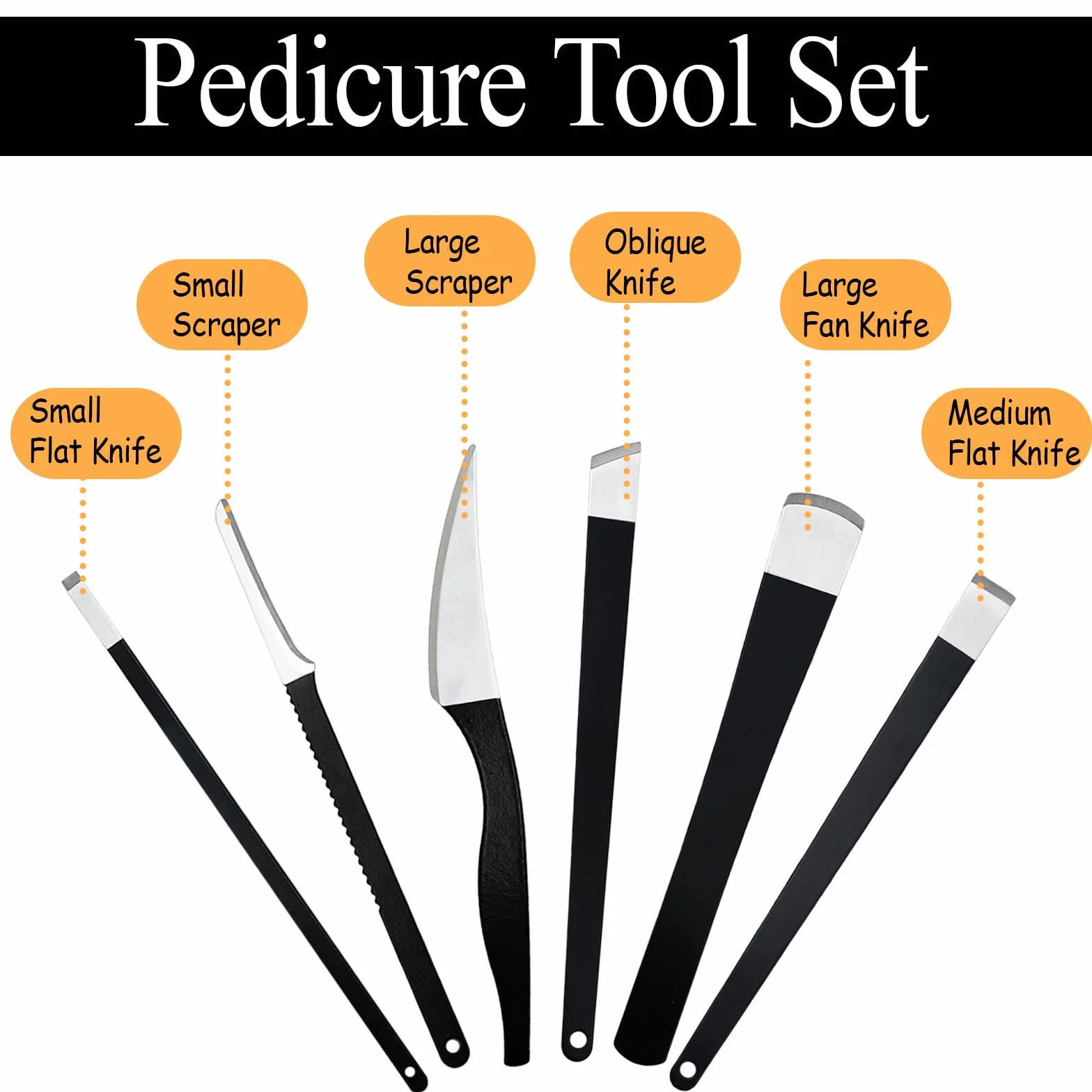 Bisturi per Pedicure Acciaio Inox Kit Professionale 6 Pezzi con Custodia